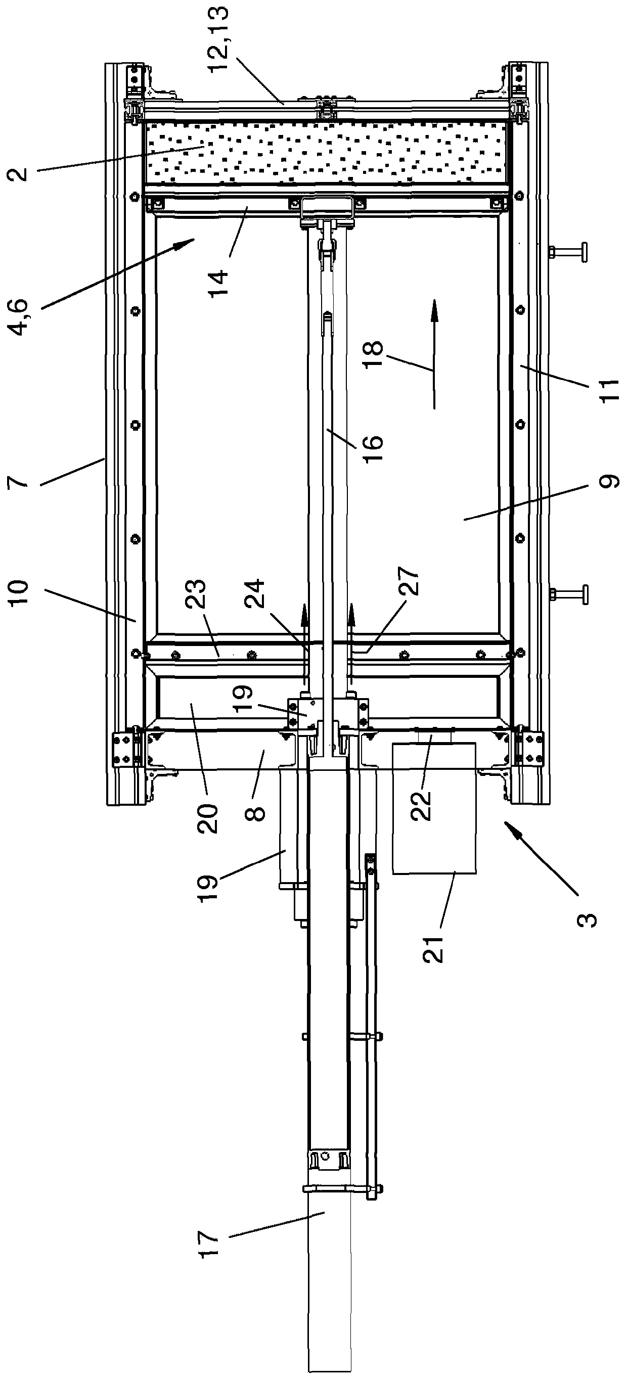 Feed device, baling press, and protection method