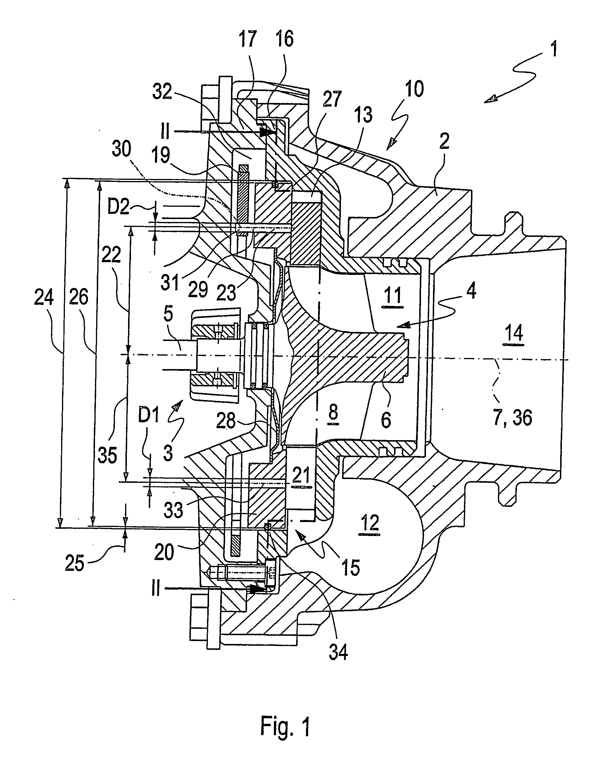 Turbocharger with adjustable turbine geometry and a vane carrier ring