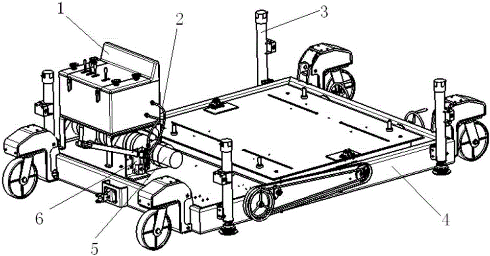 A four-leg synchronous hydraulic lifting mechanism