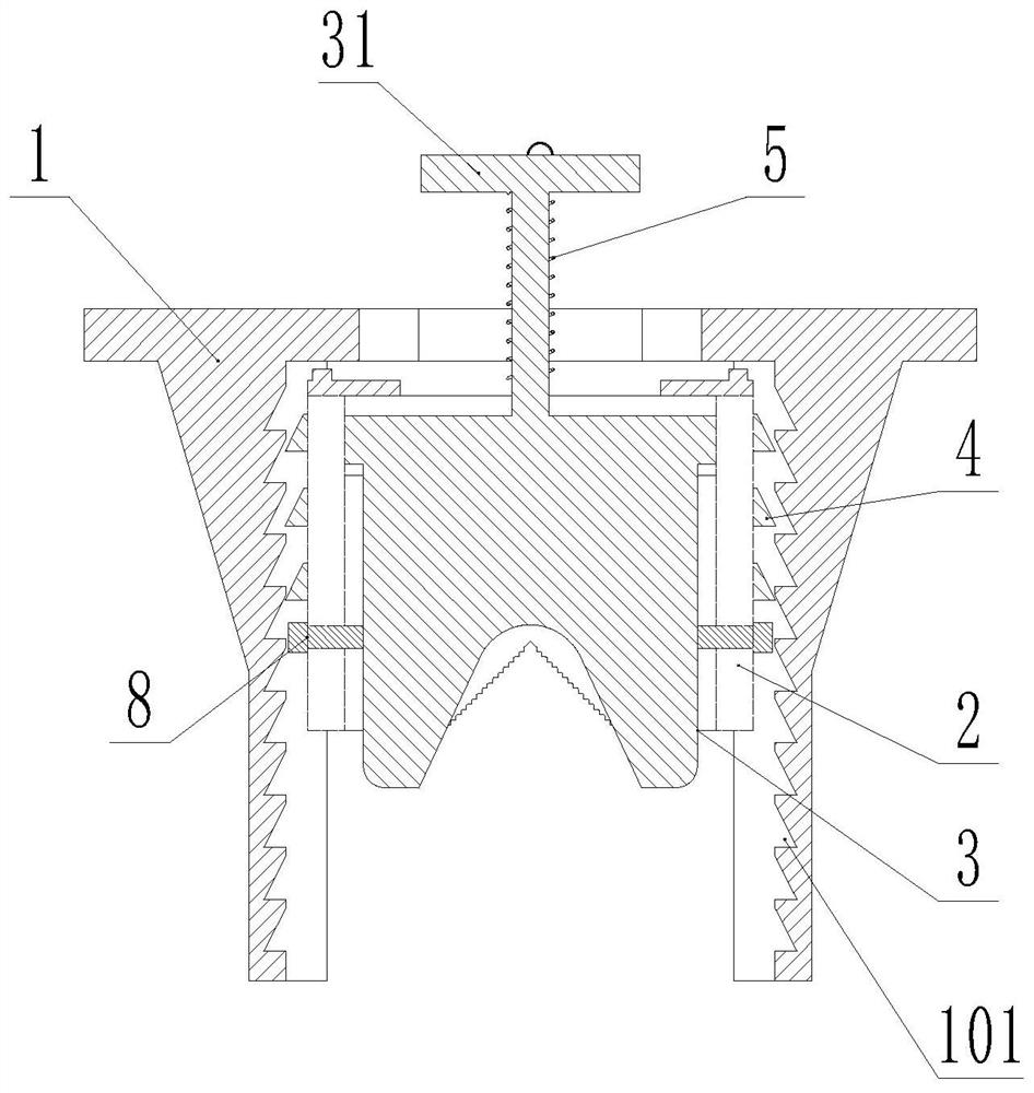 Dangerous rock blasting hole tree root removing device