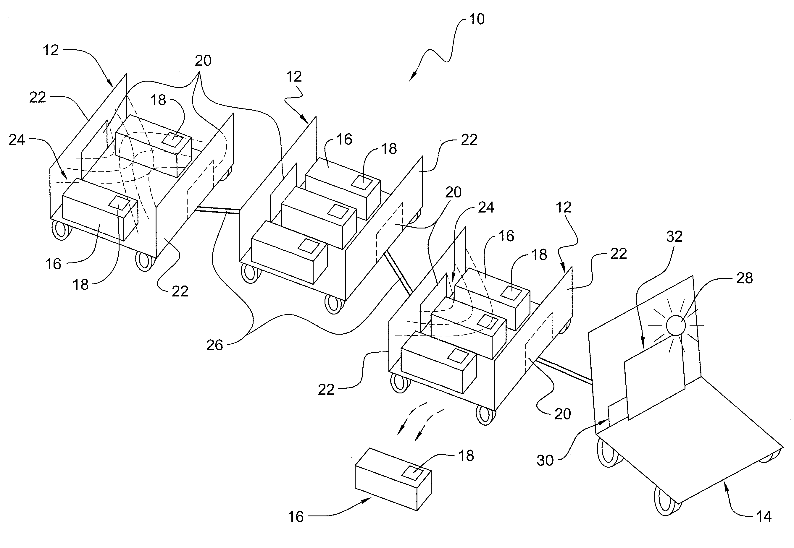 Detector system for detecting cargo items falling during transport and method for retrieval thereof