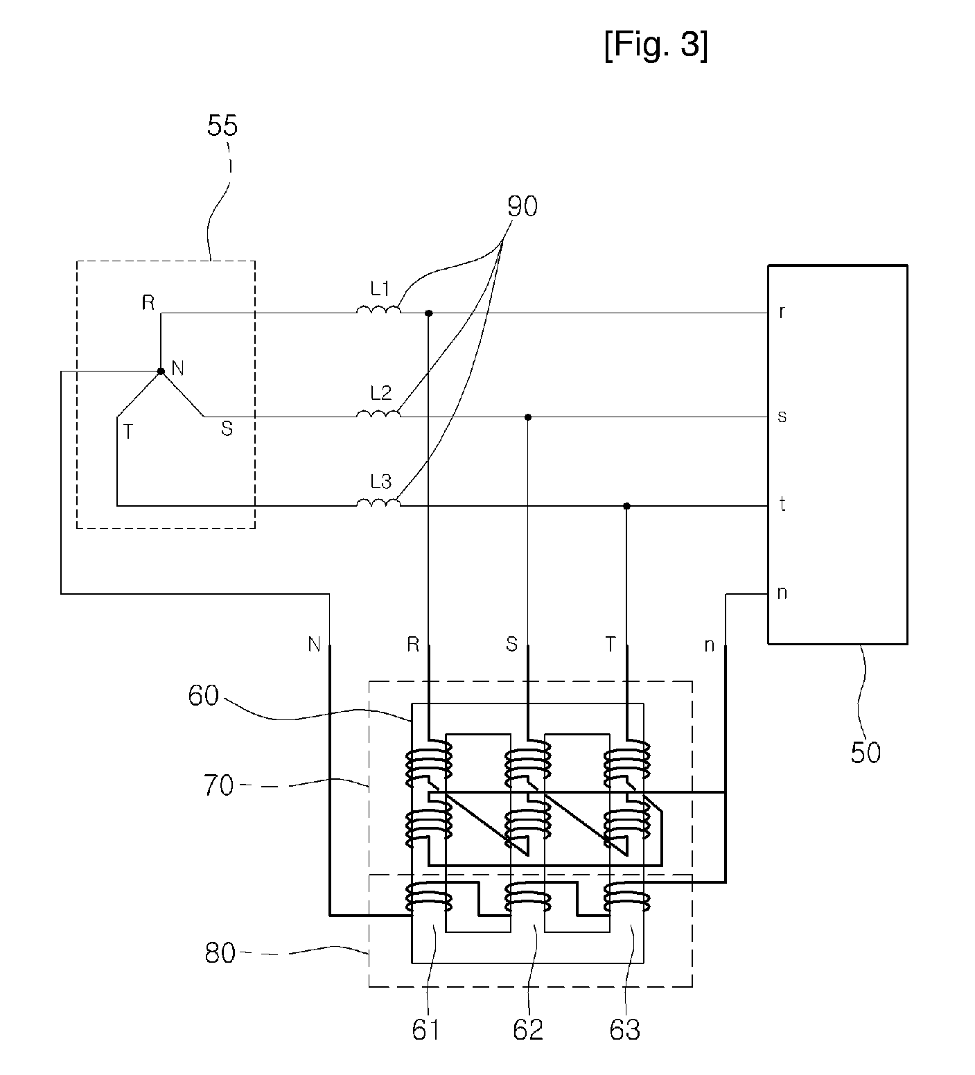 Device for Reducing Harmonics in Three-Phase Poly-Wire Power Lines