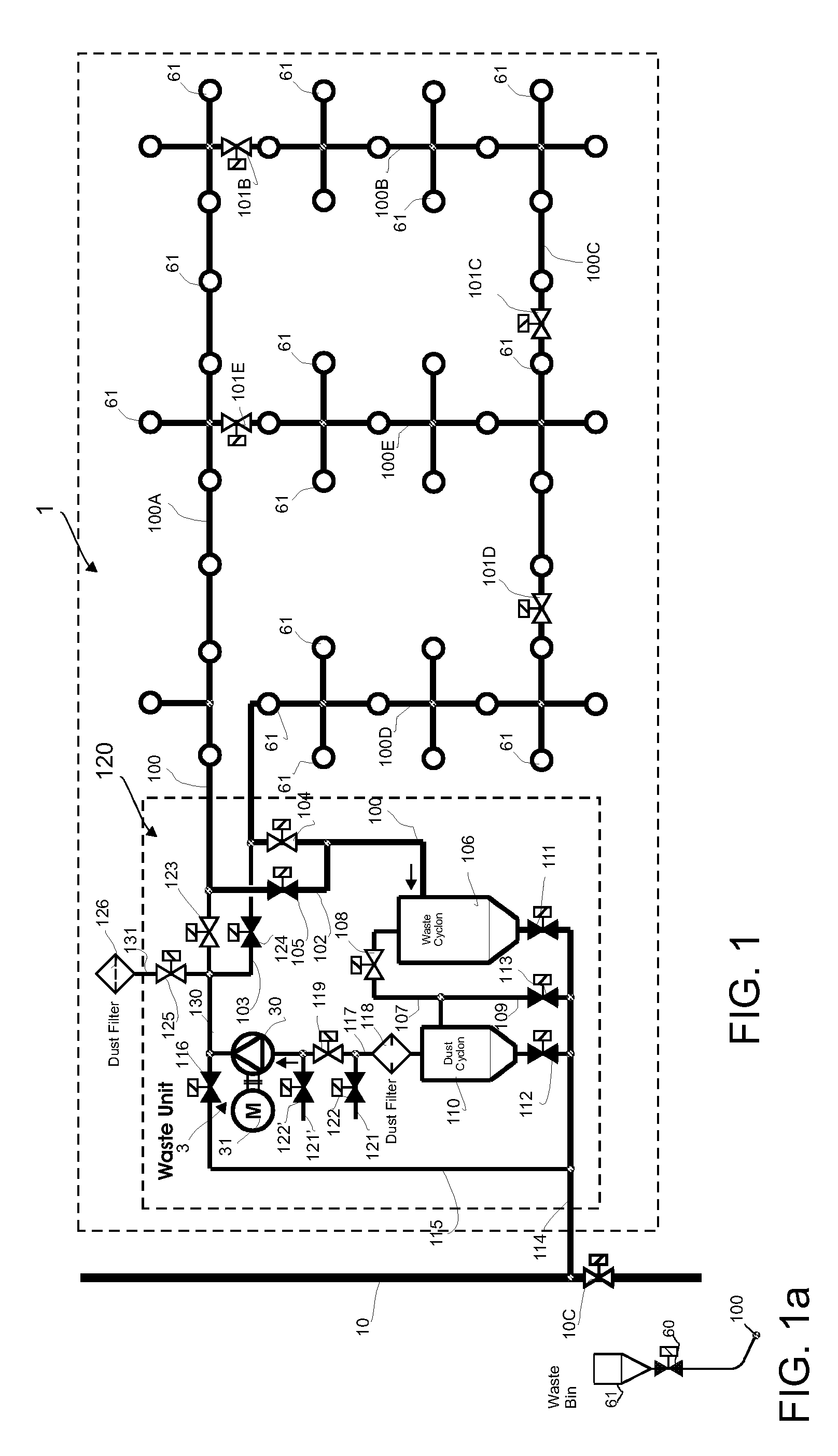Method and apparatus in a pneumatic material conveying system, and a waste conveying system