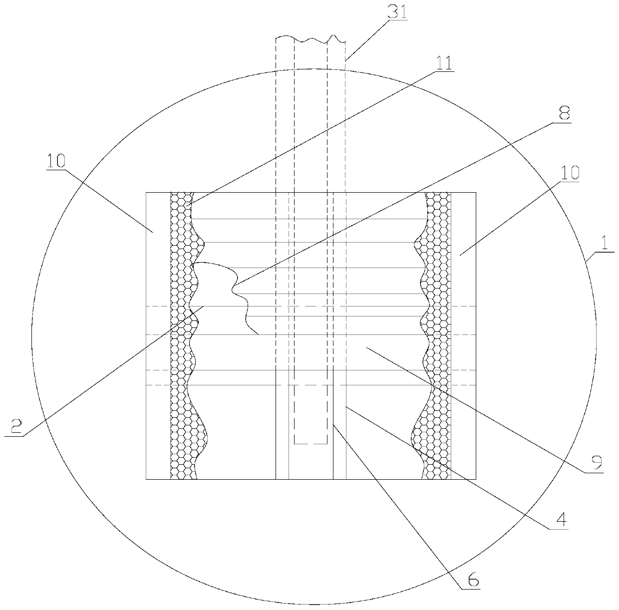A cylinder-driven curtain water adjustment mechanism