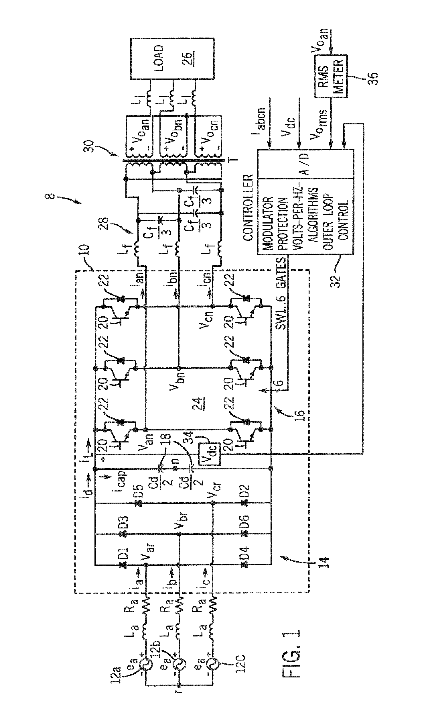 System and method of controlling the start-up of an adjustable speed motor drive based sinusoidal output power conditioner