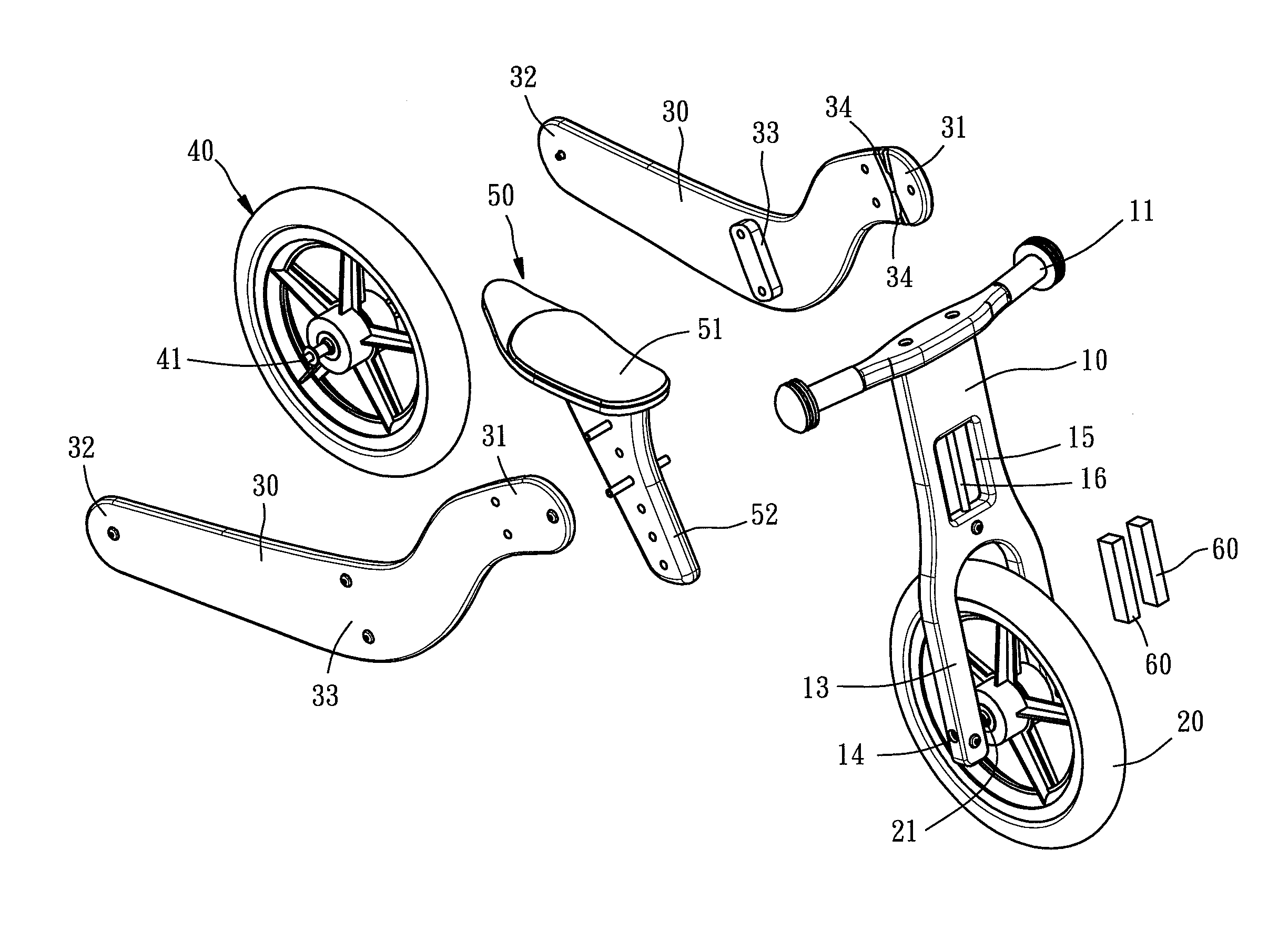 Easy-to-assemble multipurpose pushbike