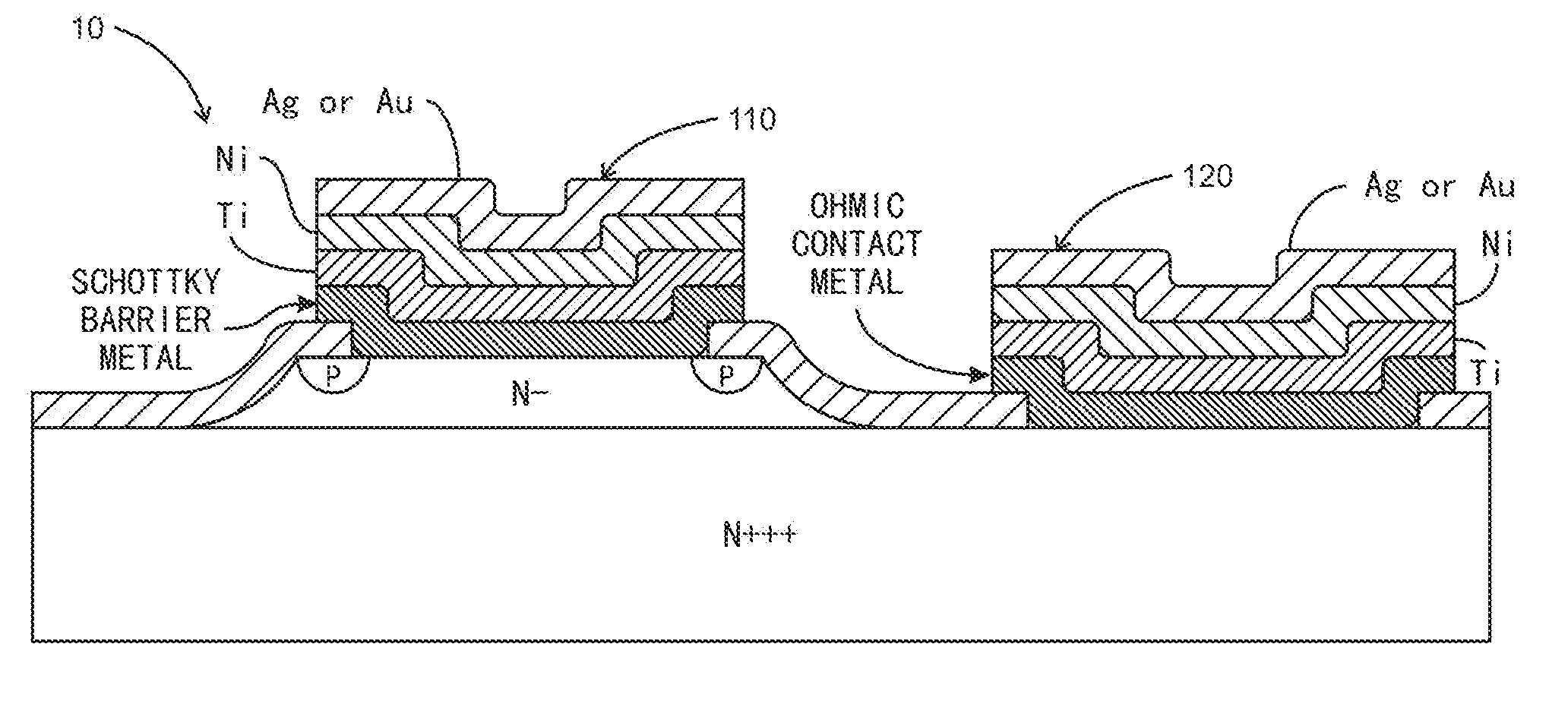 Low profile Schottky barrier diode for solar cells and solar panels and method of fabrication thereof