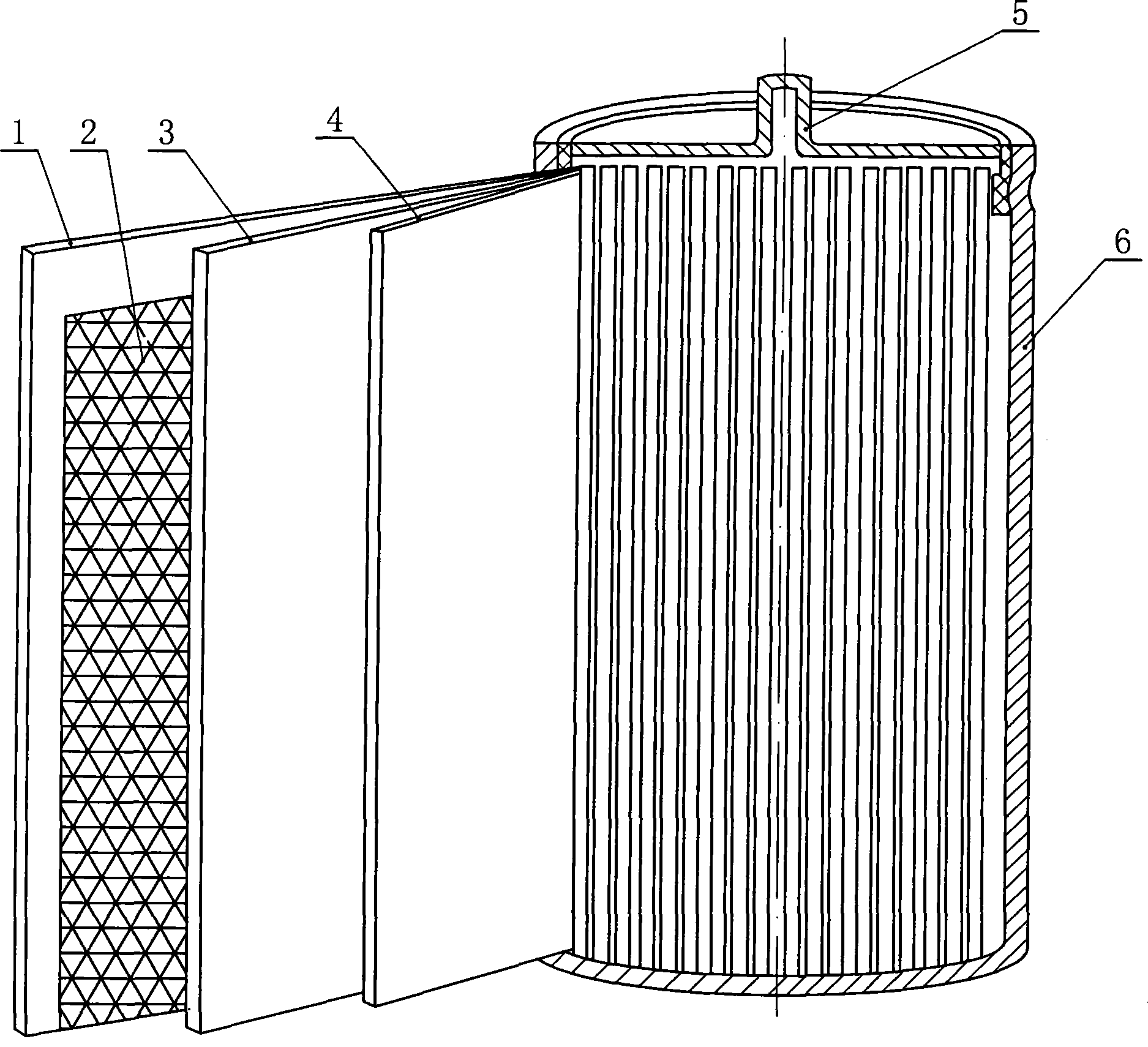 Improved type lithium-ferrous disulfide battery and manufacturing method of the same