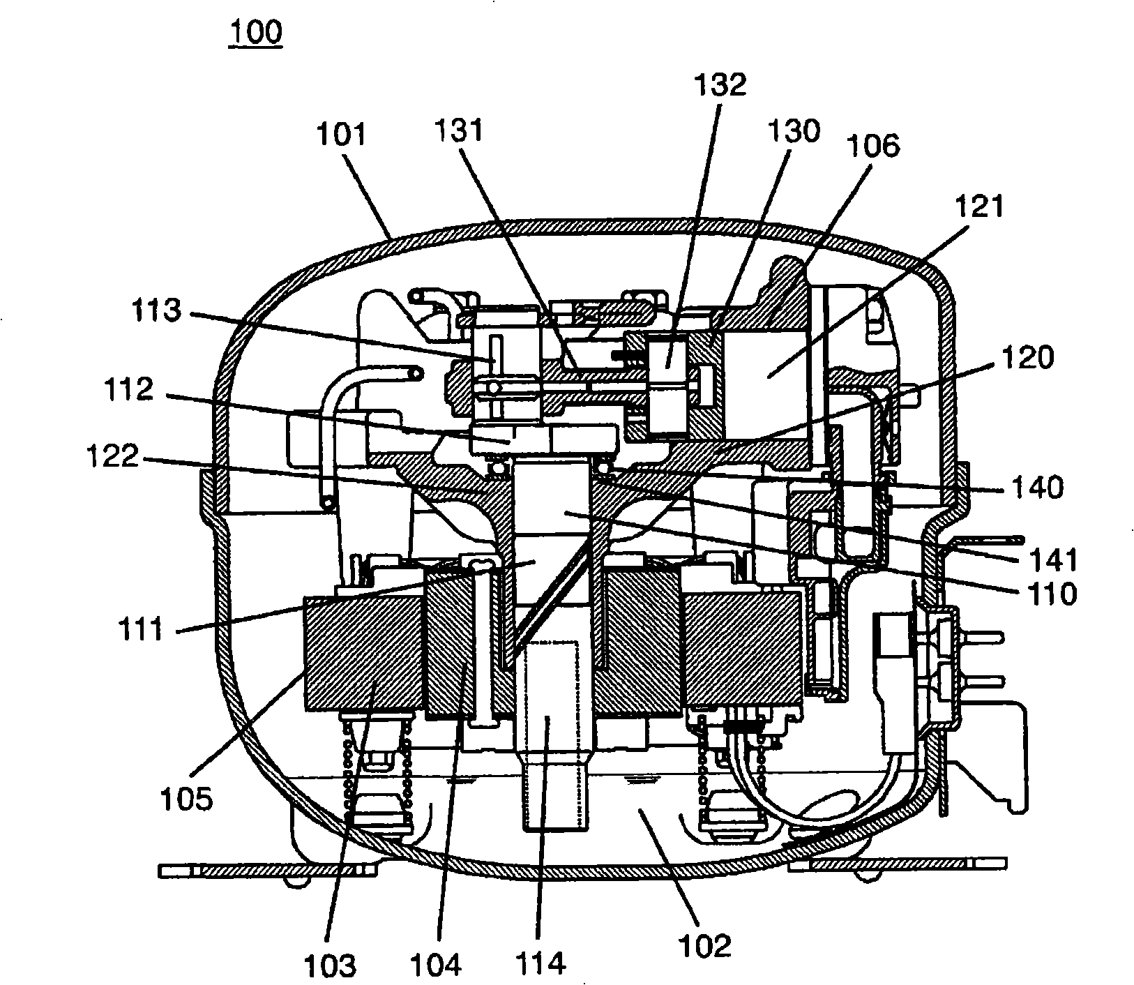 Hermetic reciprocating compressor with thrust ball bearing