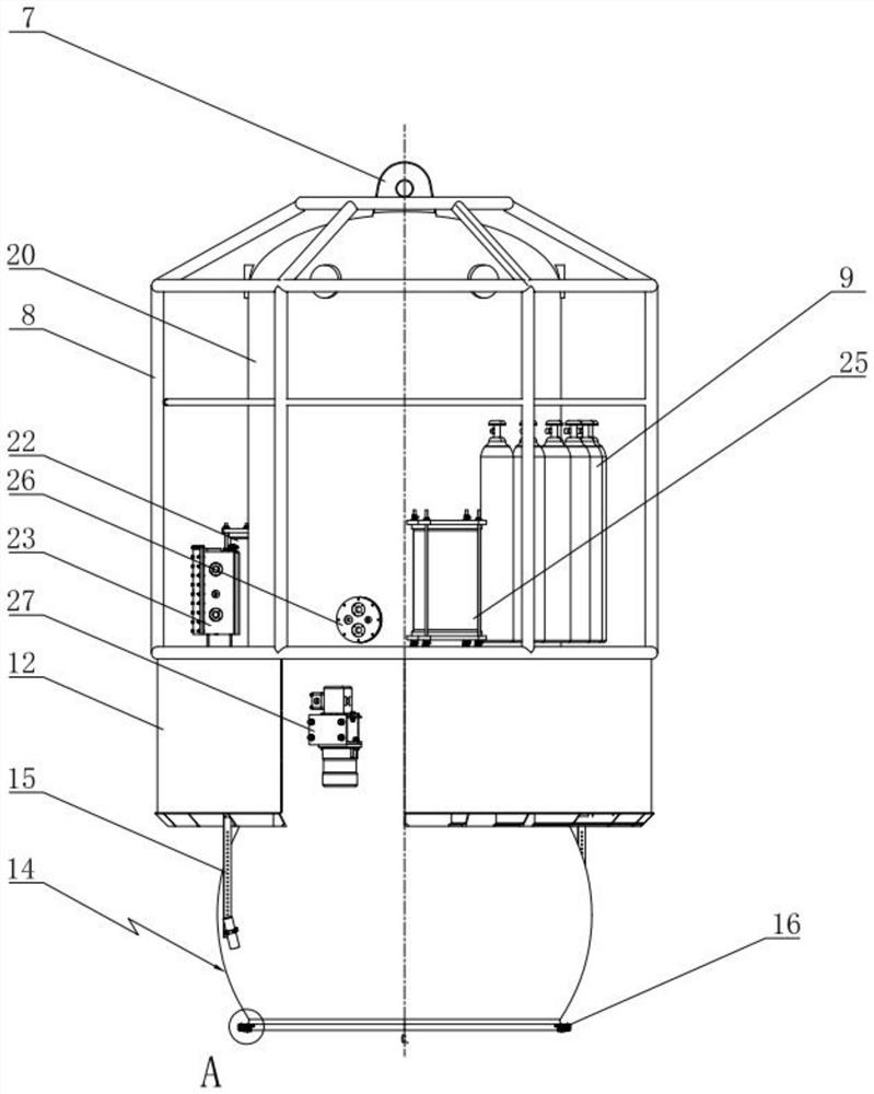 A personnel entry and exit system for shallow-depth seabed dry oil production equipment