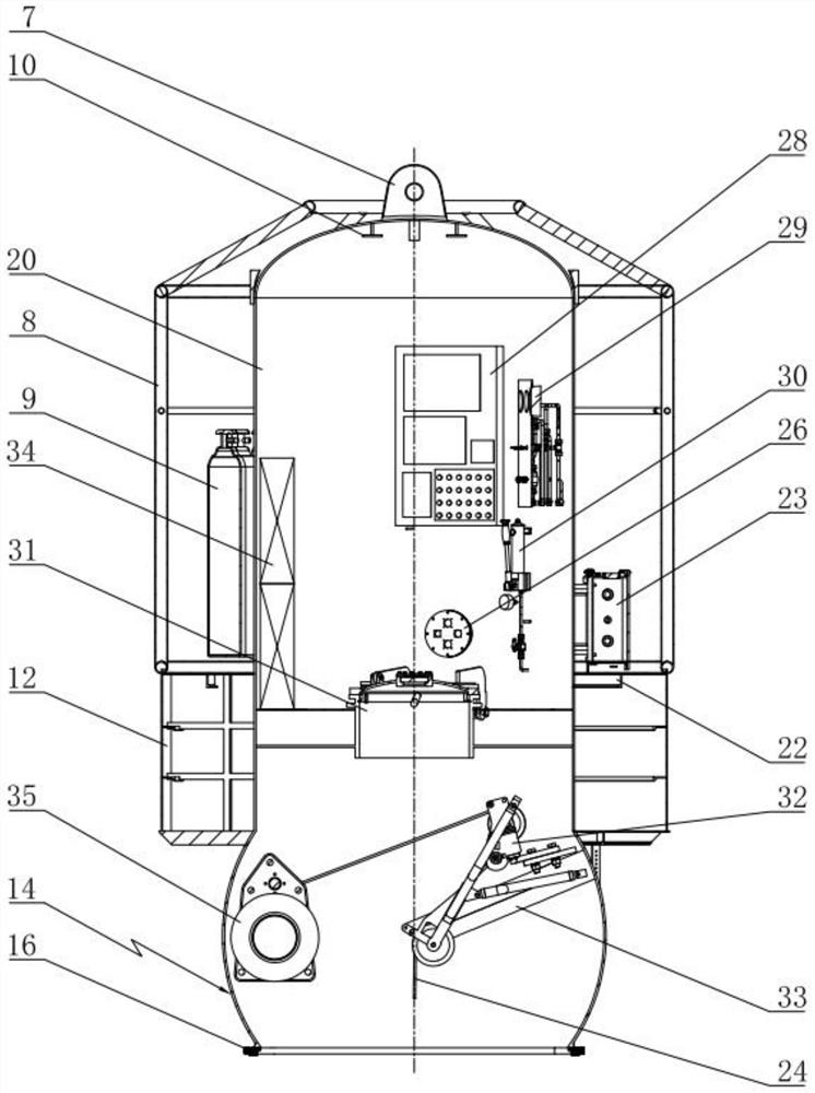 A personnel entry and exit system for shallow-depth seabed dry oil production equipment