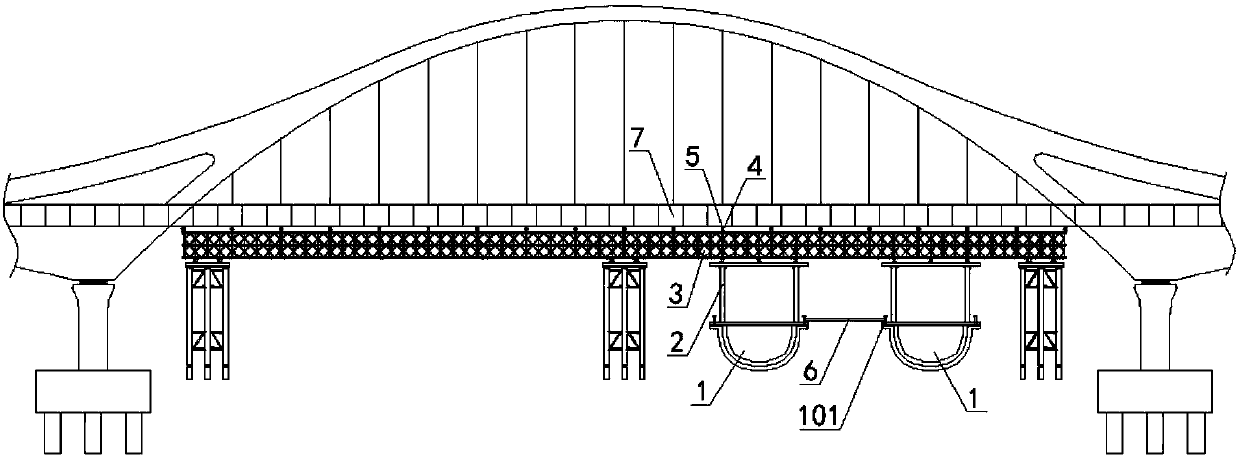 River-crossing bridge bottom bailey beam temporary support jacking, floating transporting and detaching method