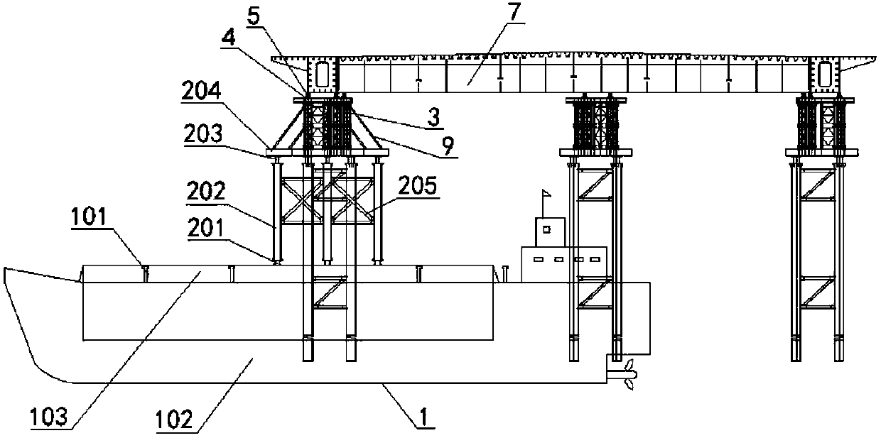 River-crossing bridge bottom bailey beam temporary support jacking, floating transporting and detaching method