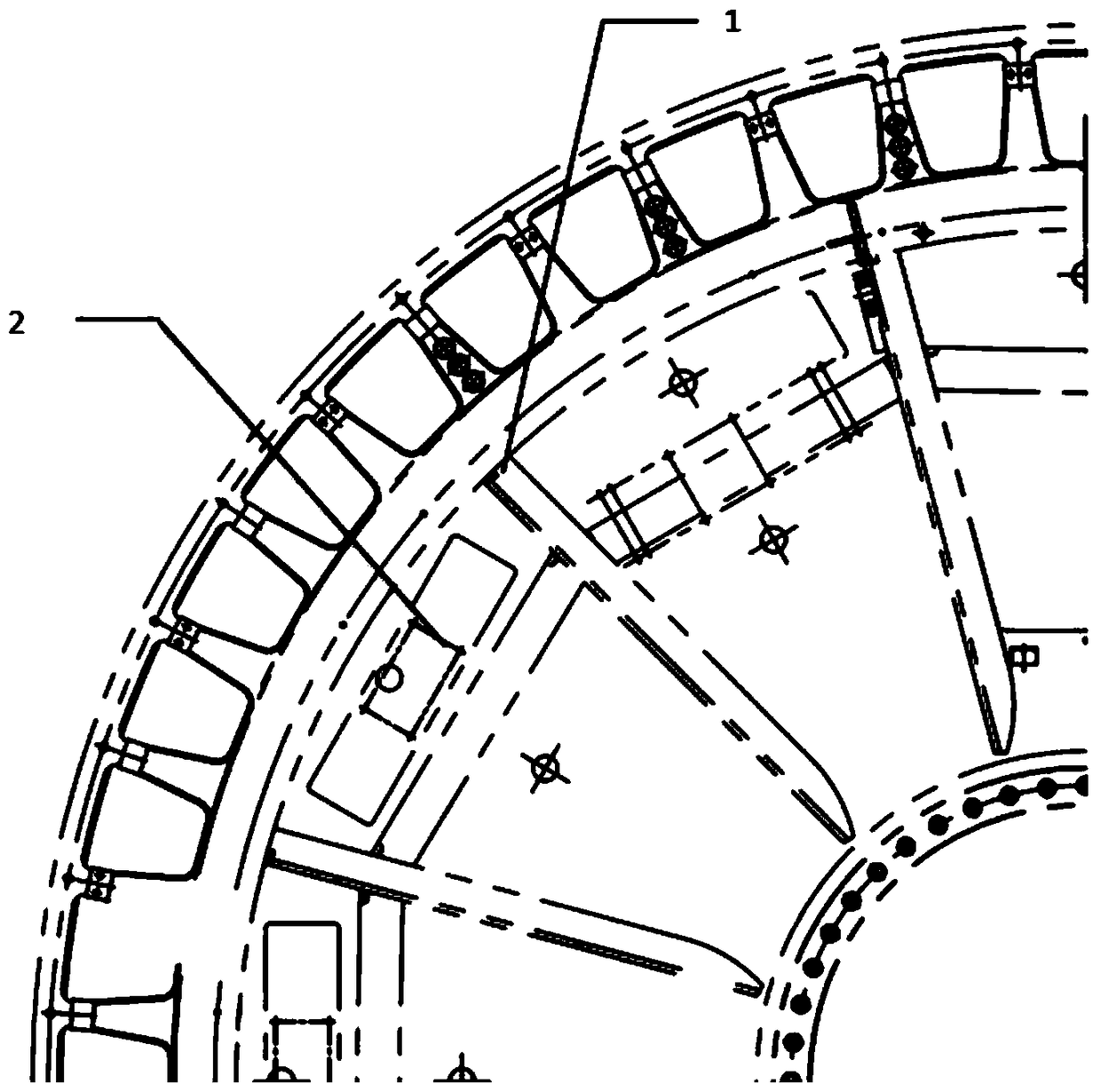 Vibration absorbing device for motor stator, motor stator and motor