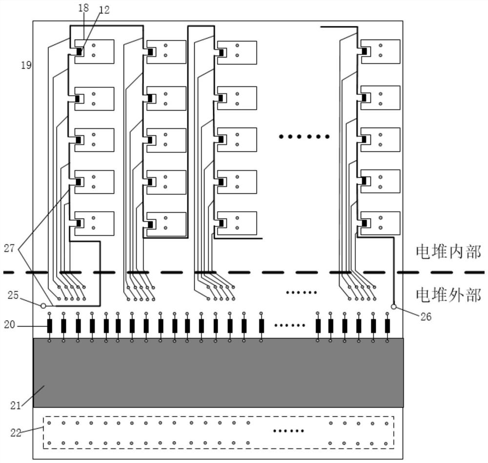 Partition test system for detecting current and temperature distribution of fuel cell