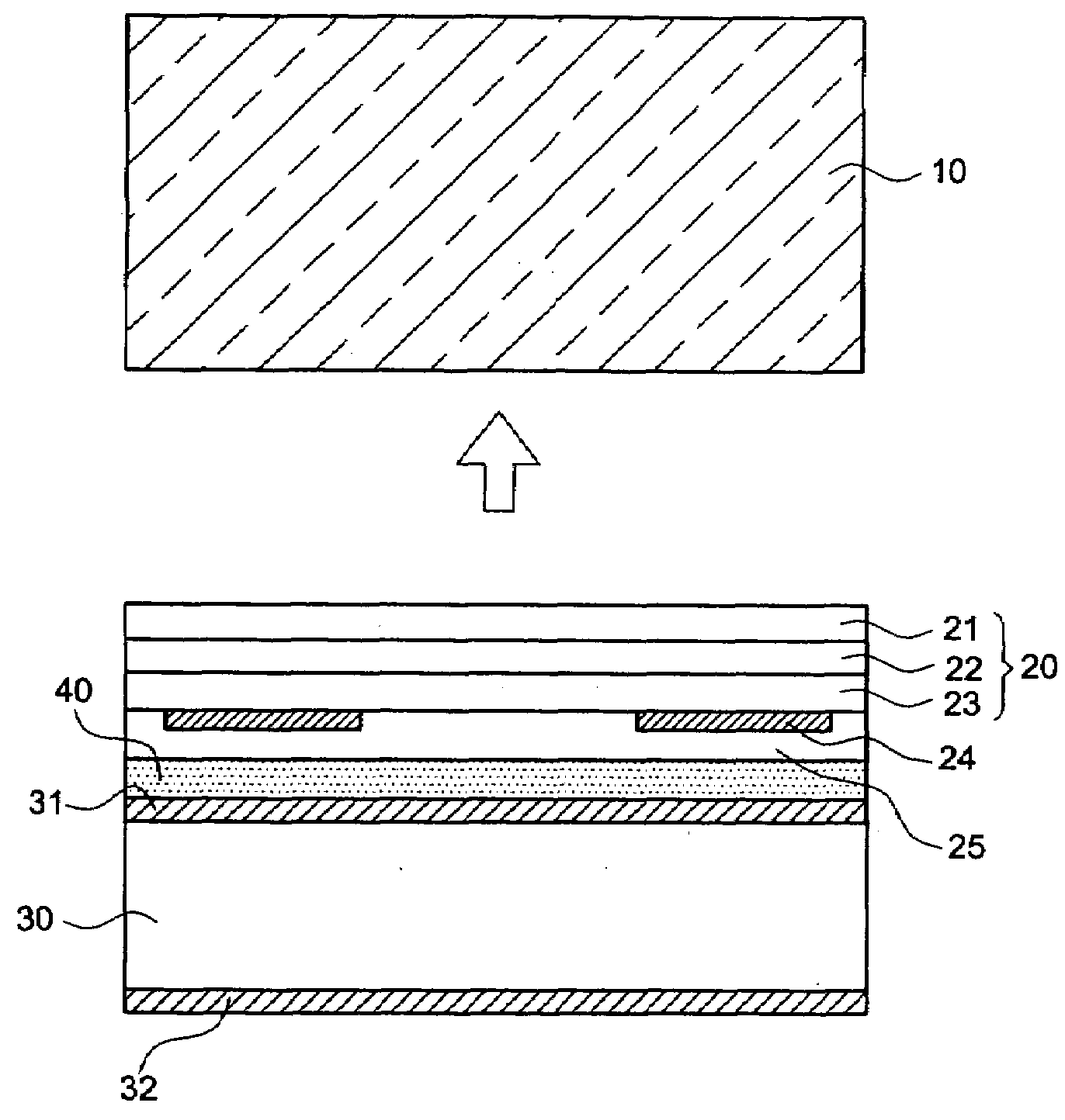 Light emitting diode by use of metal diffusion bonding technology and method of producing light emitting diode