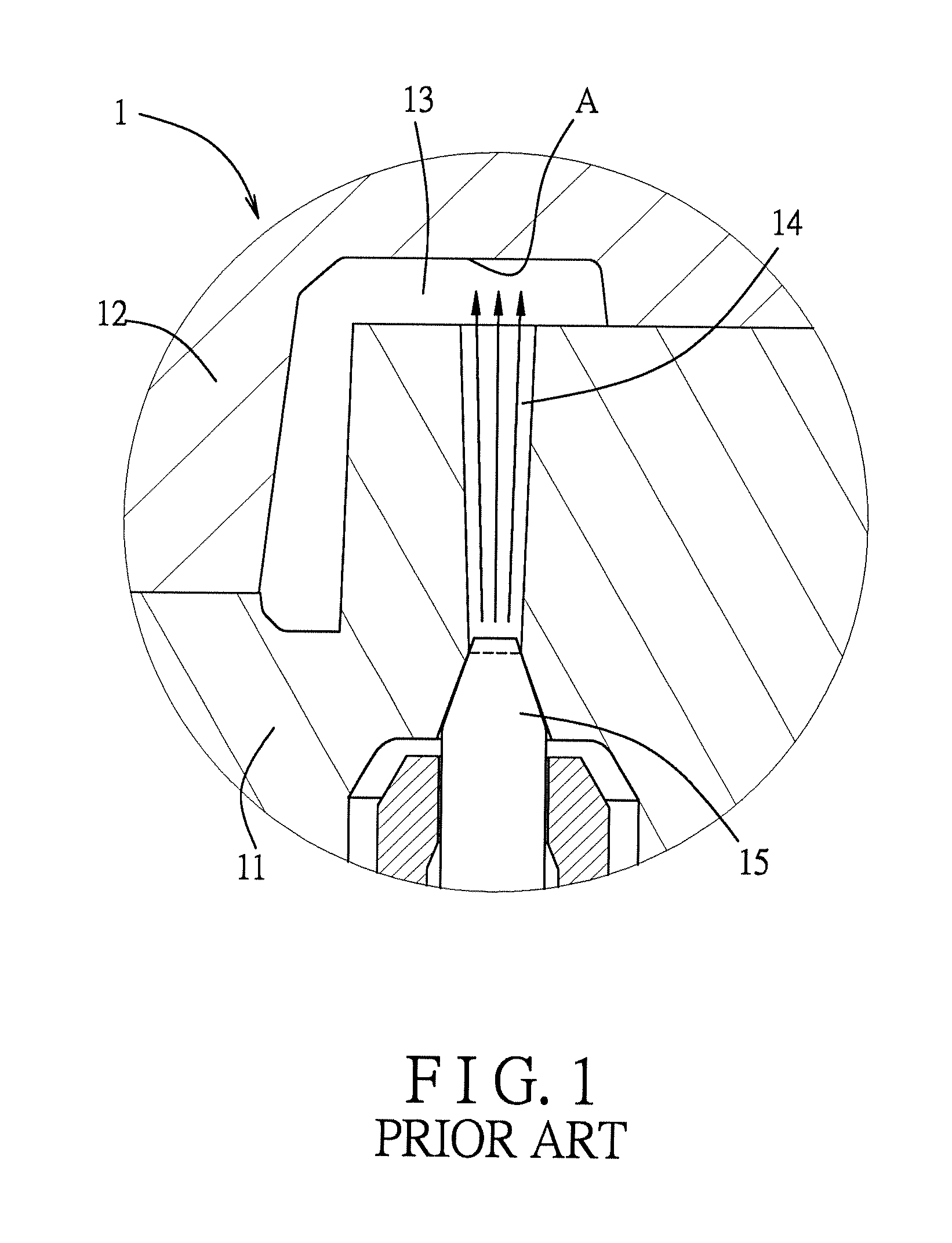 Injection molding module having a runner changing a flow direction of plastic material fed into an inlet thereof