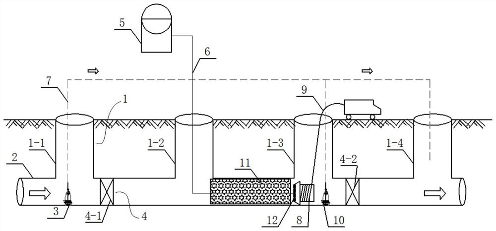 Large-burial-depth high-underground-water-level difficult-precipitation pipeline water stopping and repairing structure and repairing method thereof