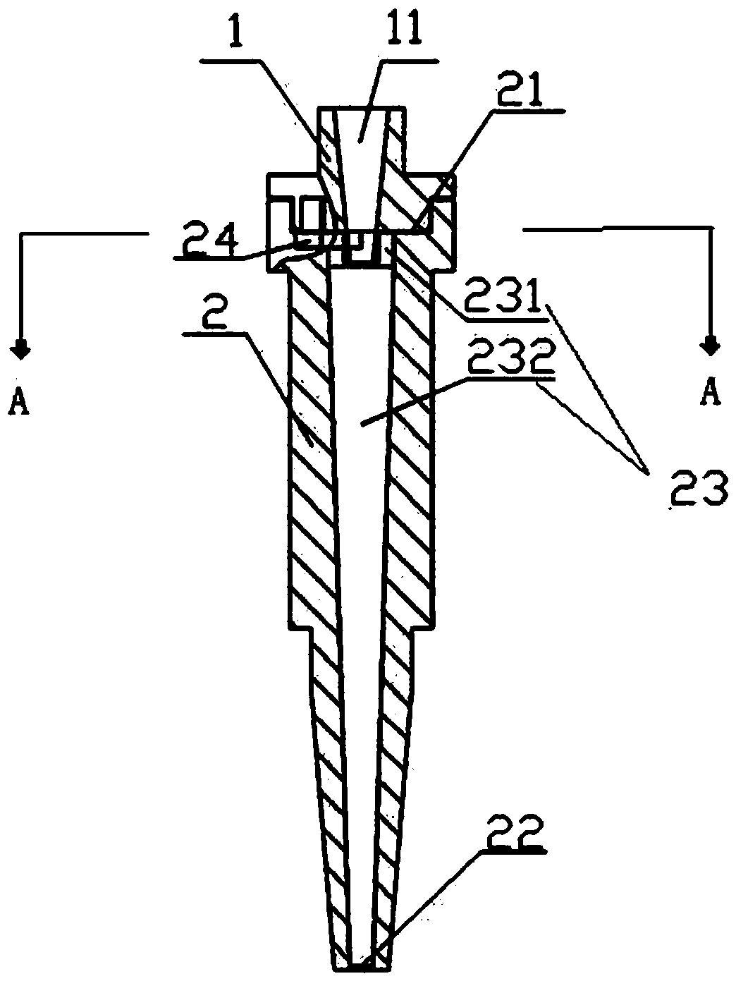 Supersmall-diameter cyclone and production method thereof