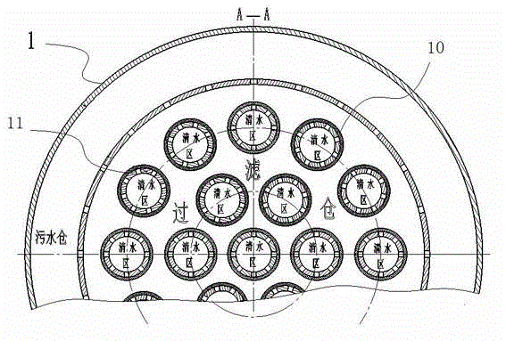 Circumferential pressure filter material-free filtering device