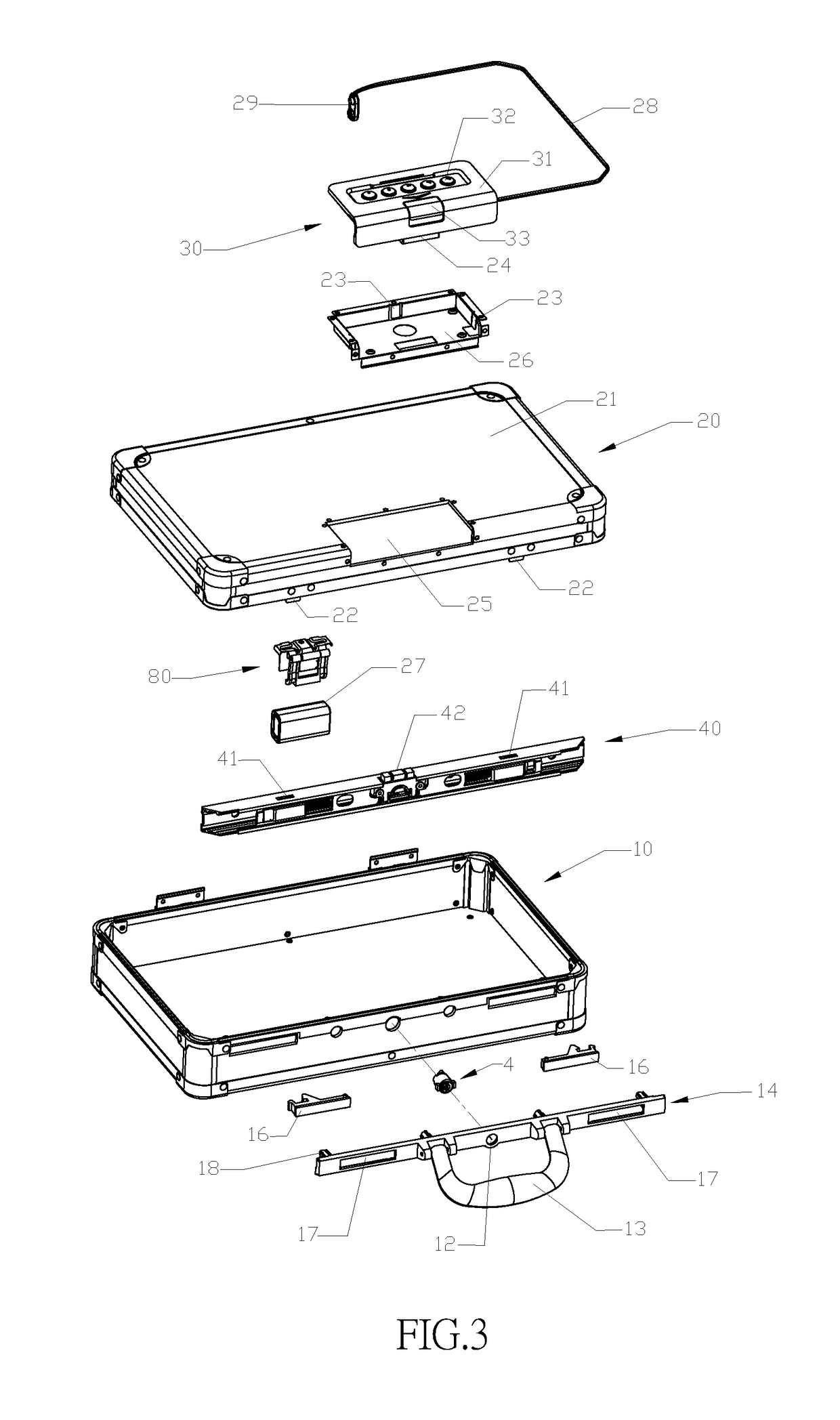 Portable suitcase with electronic combination locking device