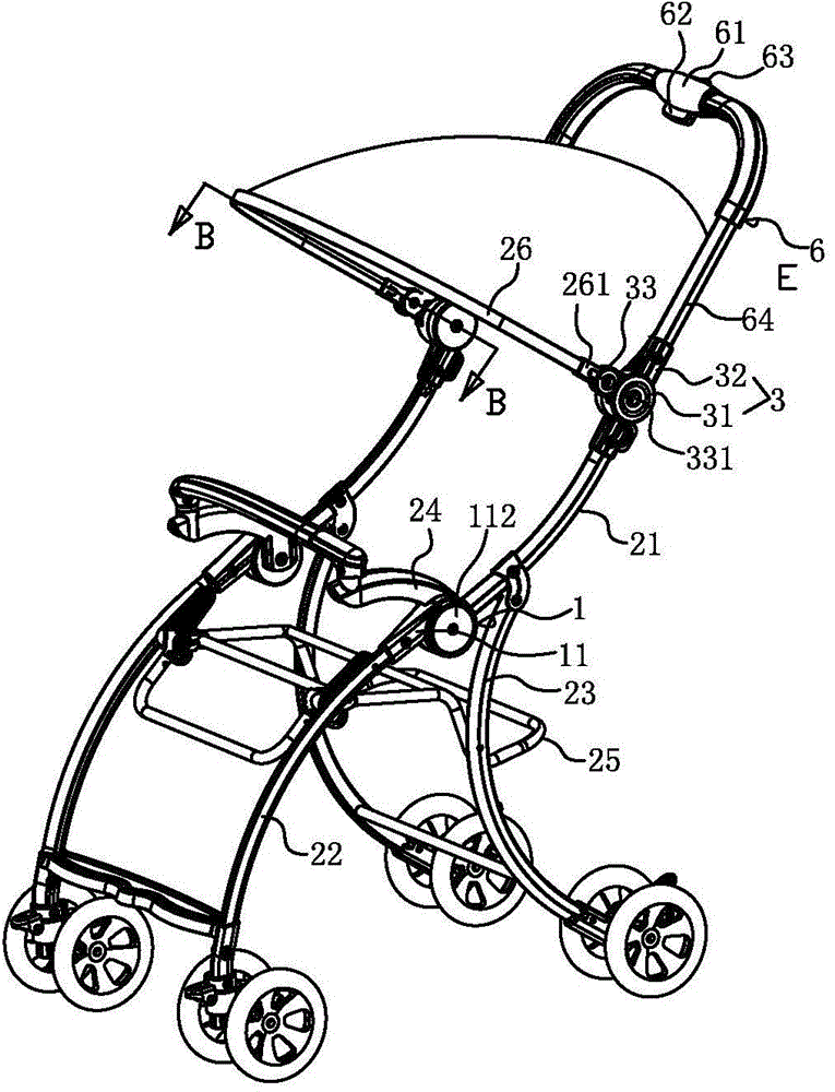 Baby carriage frame with linked folding function