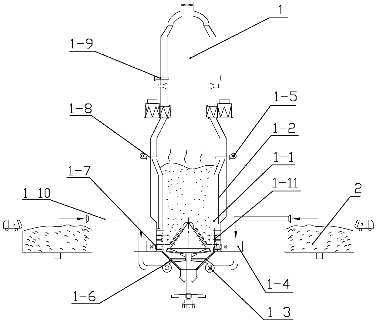 Garbage incinerator body provided with four times of wind