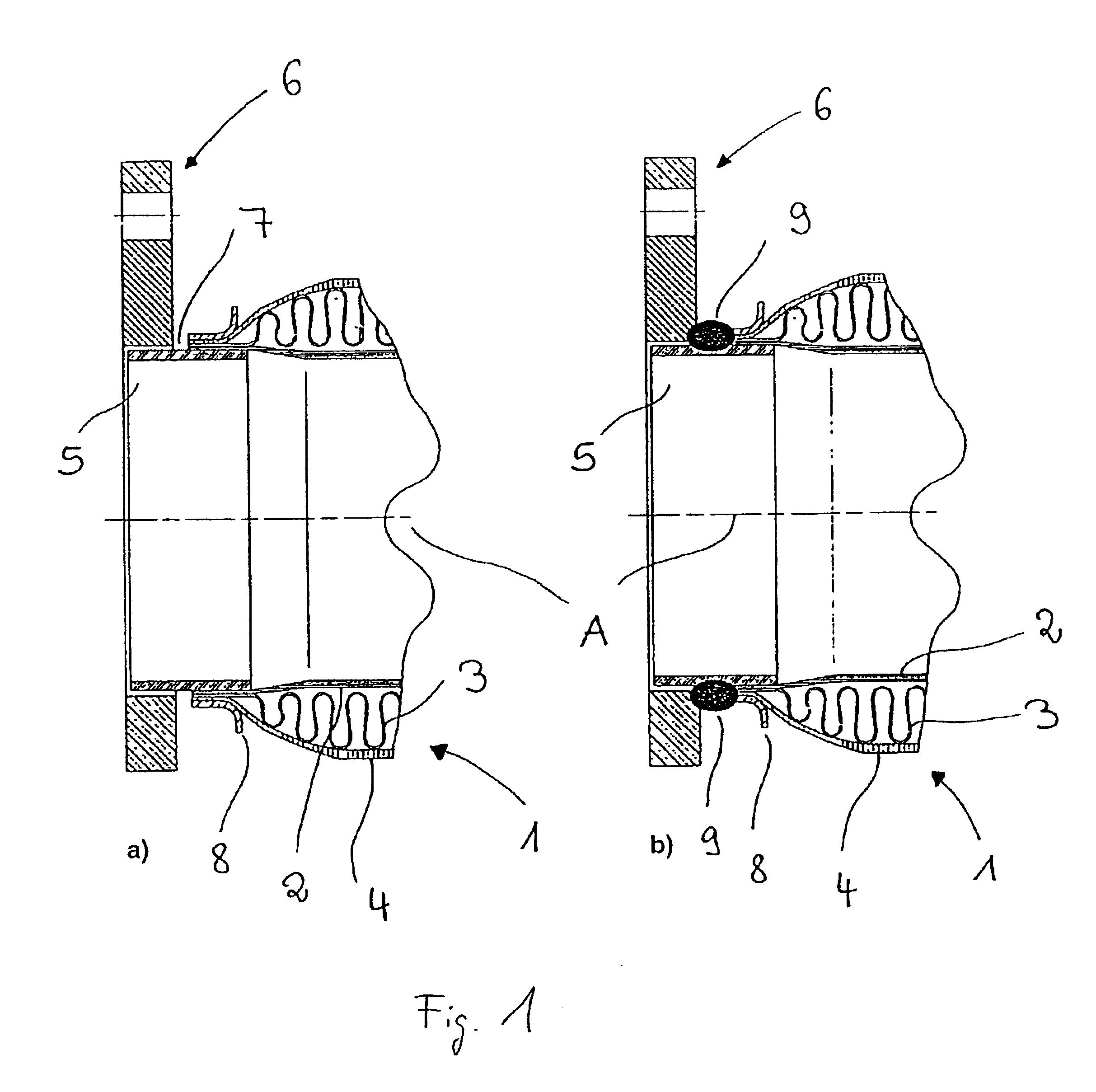 Method and device for connecting parts of an exhaust gas system