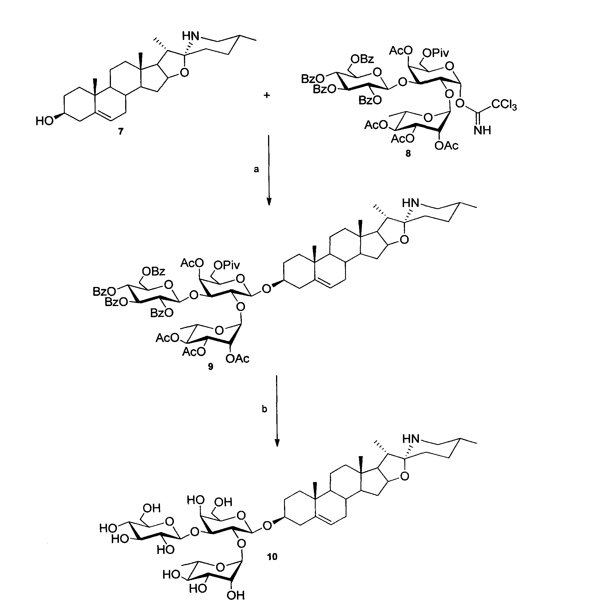 Synthetic method of spirosolane glycoalkaloids