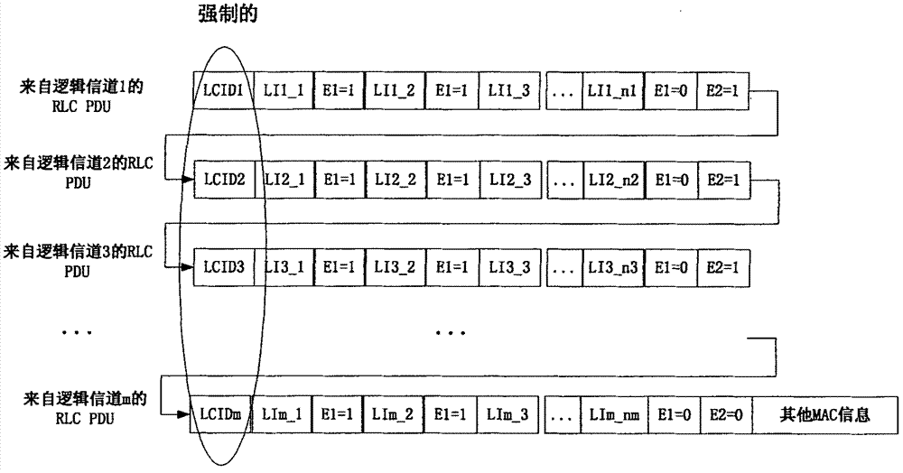 Method and device for identifying sizes and sources of several RLC PDUs