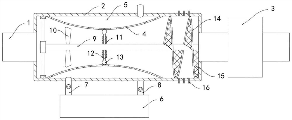 Cooling and dewatering device for automobile exhaust pipe