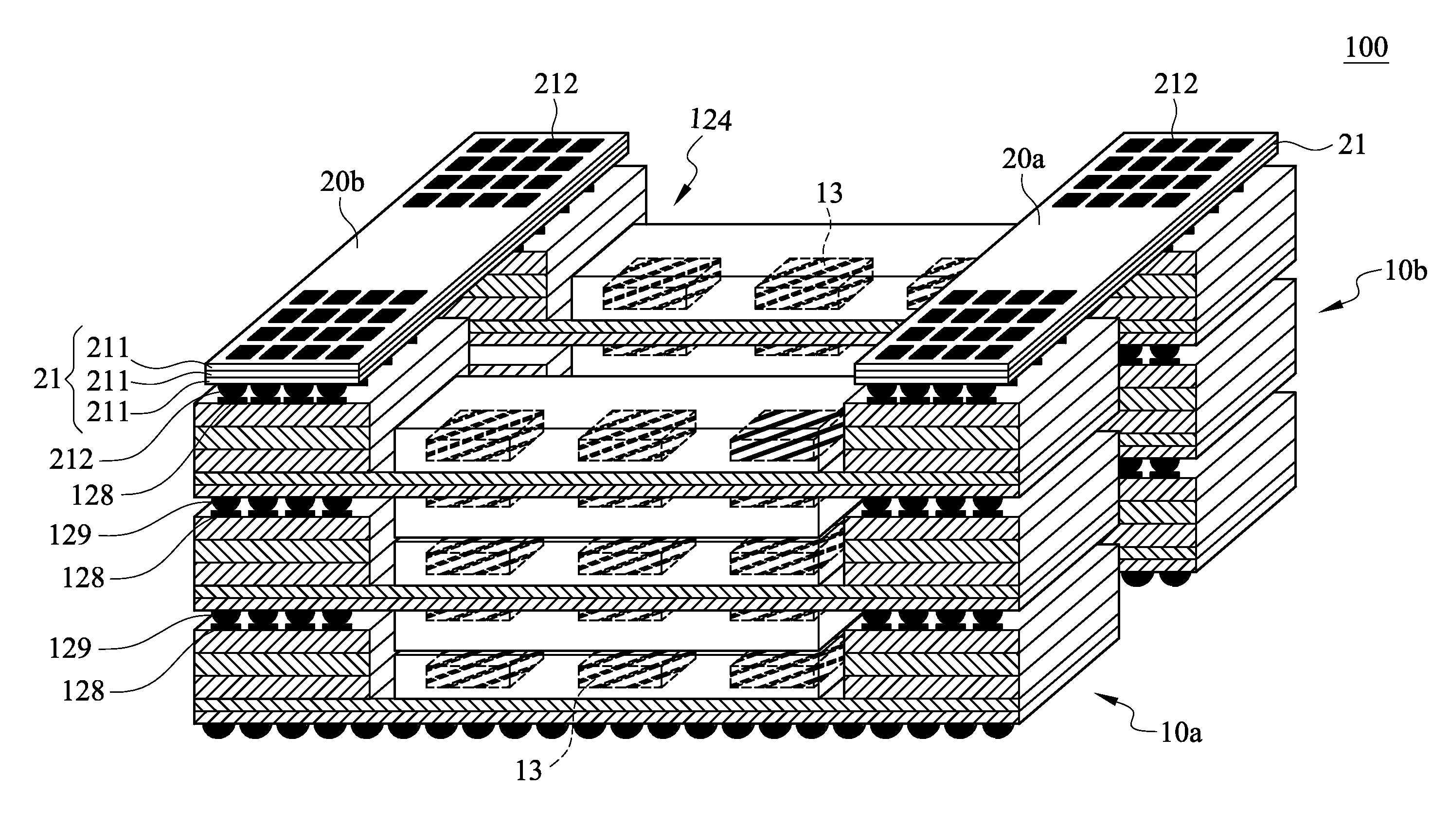 Three-dimensional soc structure formed by stacking multiple chip modules