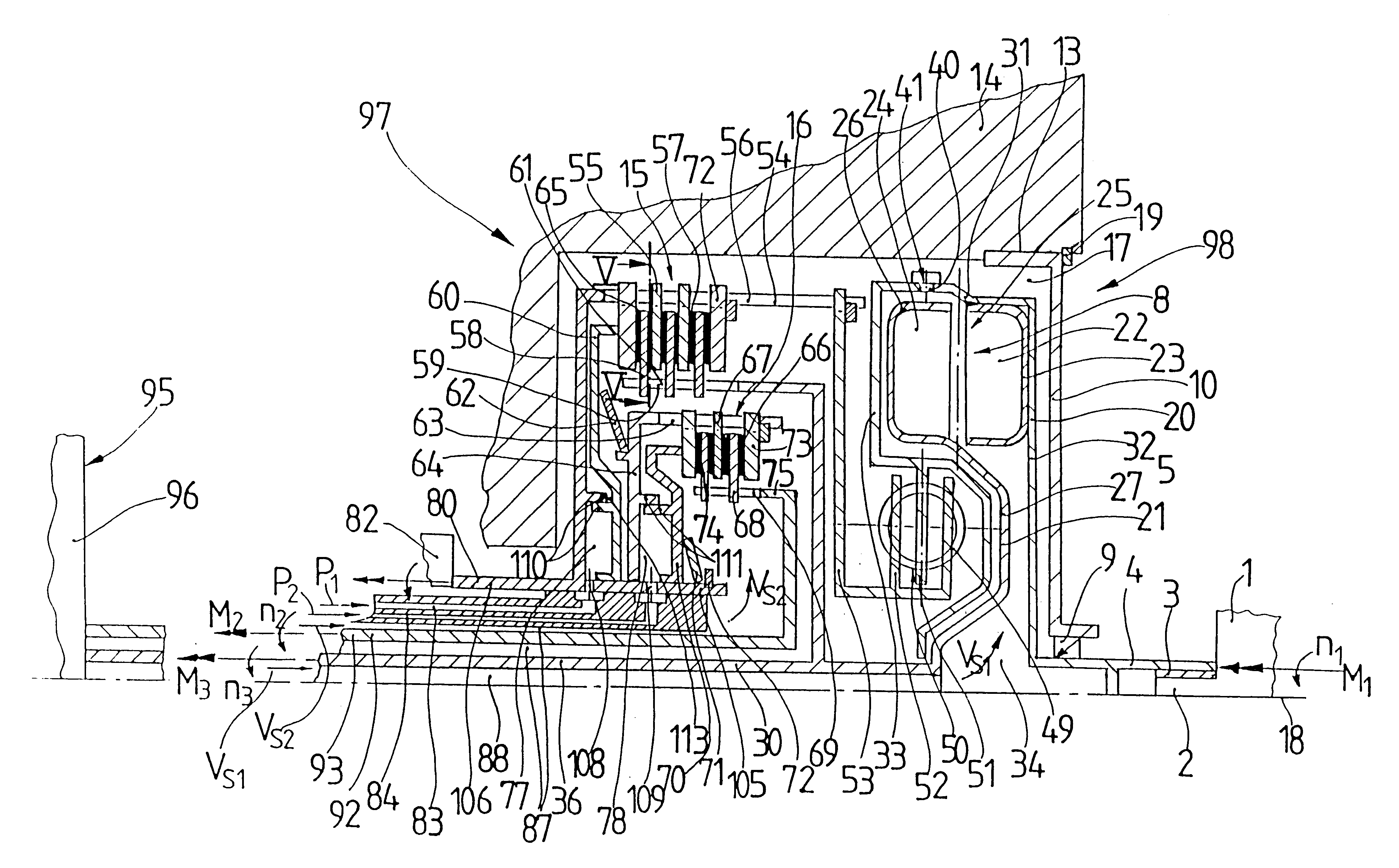 Clutch device with a hydrodynamic clutch and at least two friction clutches