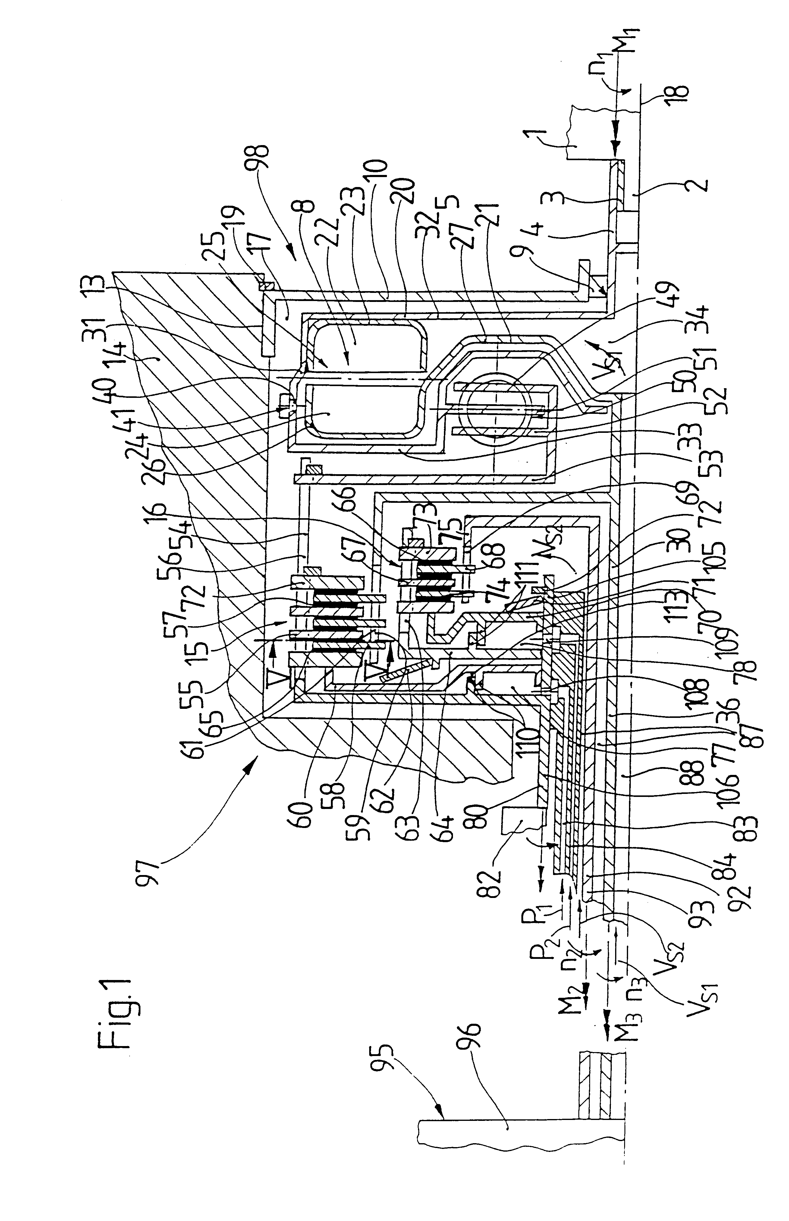 Clutch device with a hydrodynamic clutch and at least two friction clutches