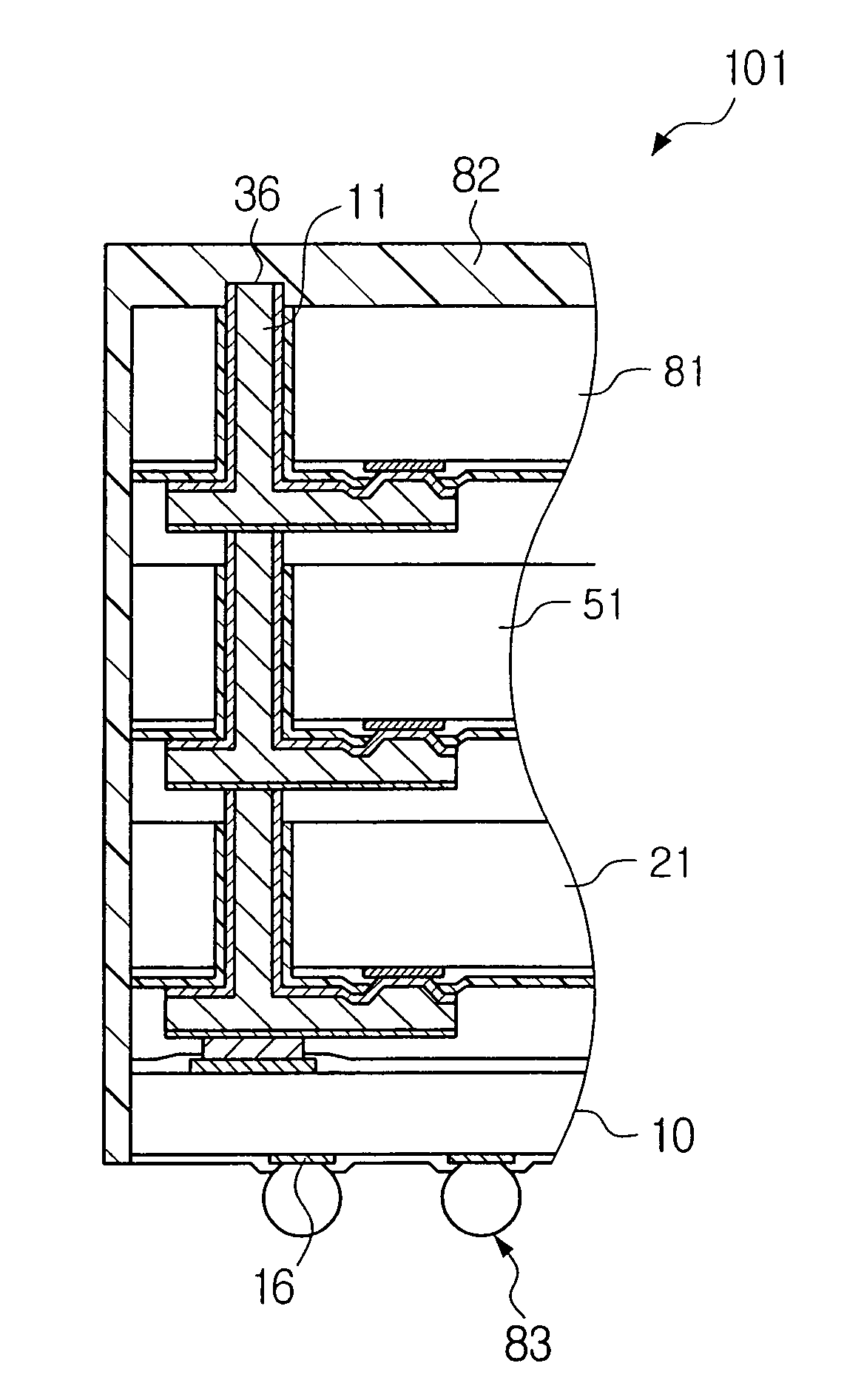 Stacked chip package using photosensitive polymer and manufacturing method thereof