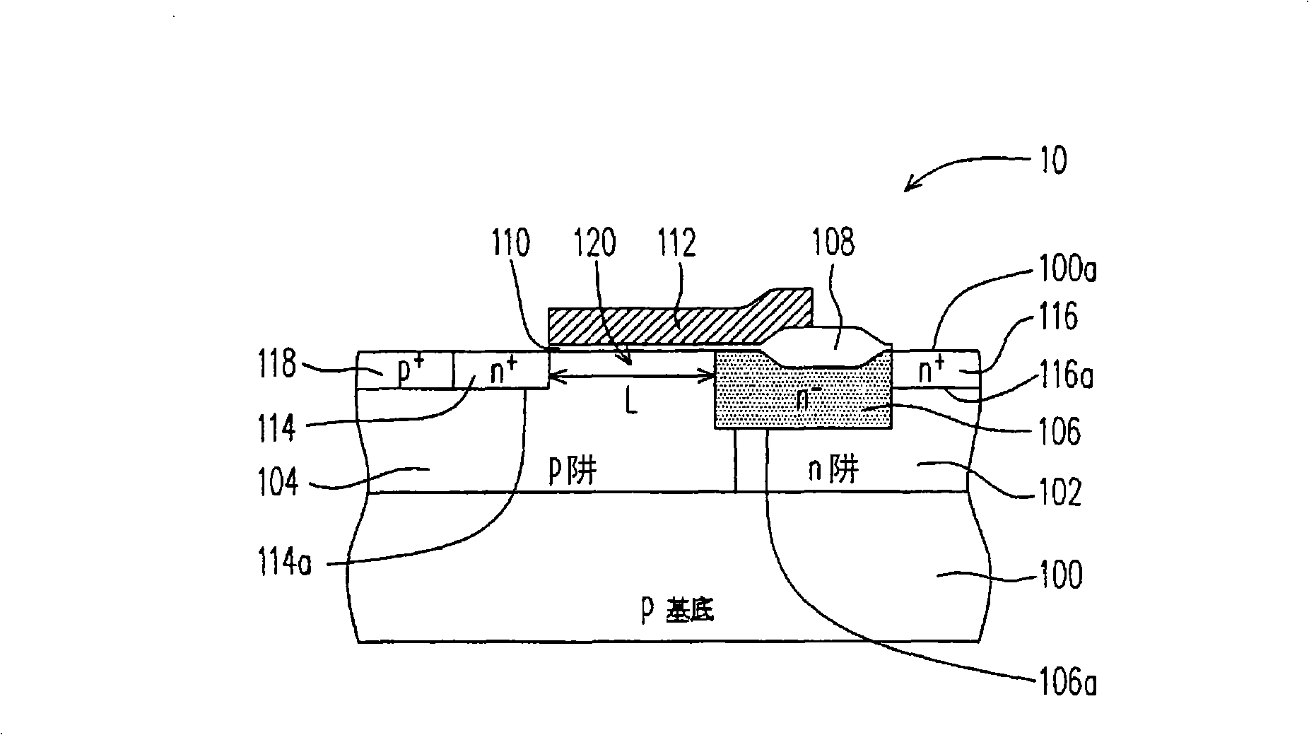 Lateral diffusion metal-oxide-semiconductor element with low opening resistor and manufacturing method thereof