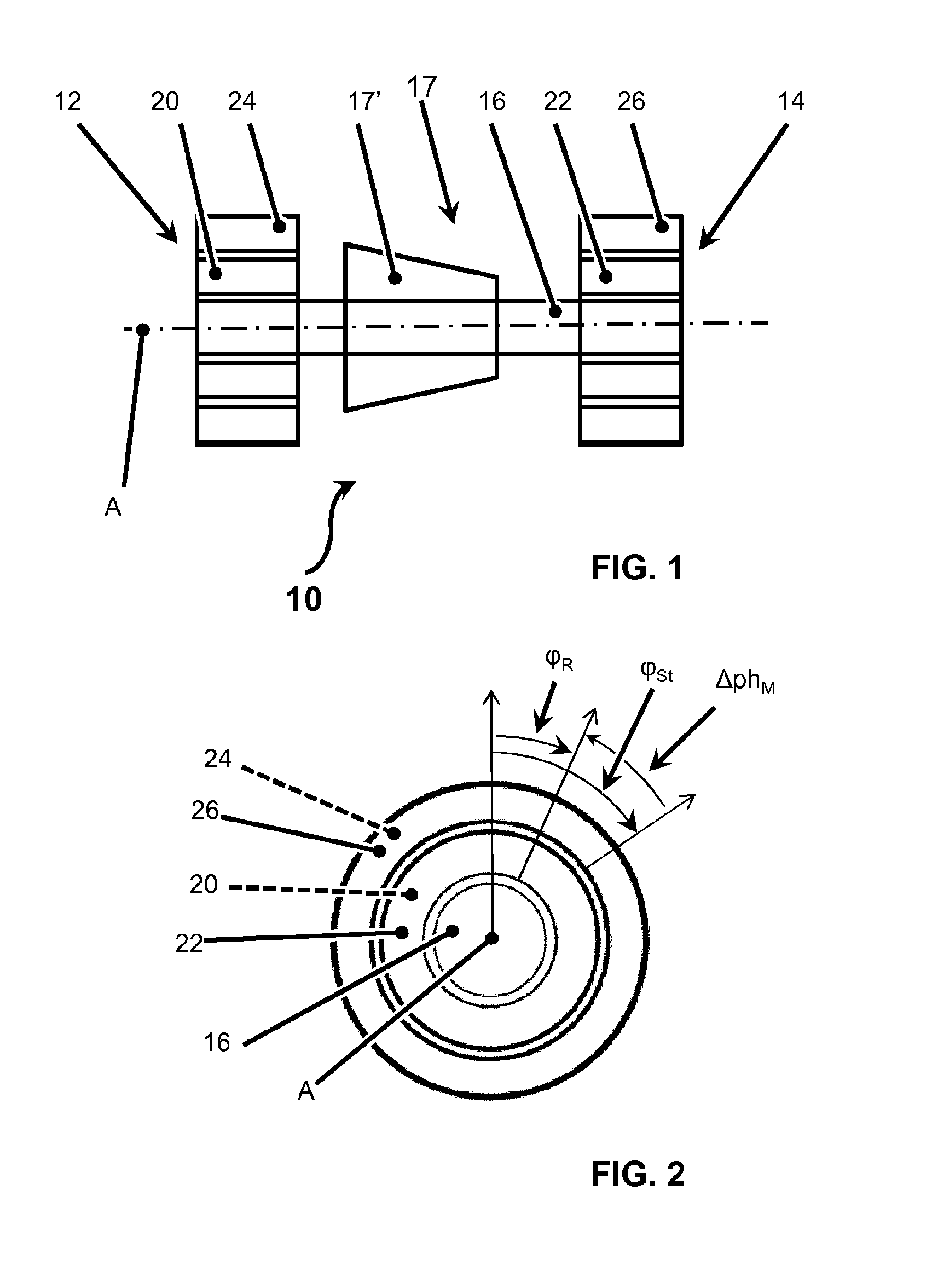 System having a first electric motor and a second electric motor for driving a string