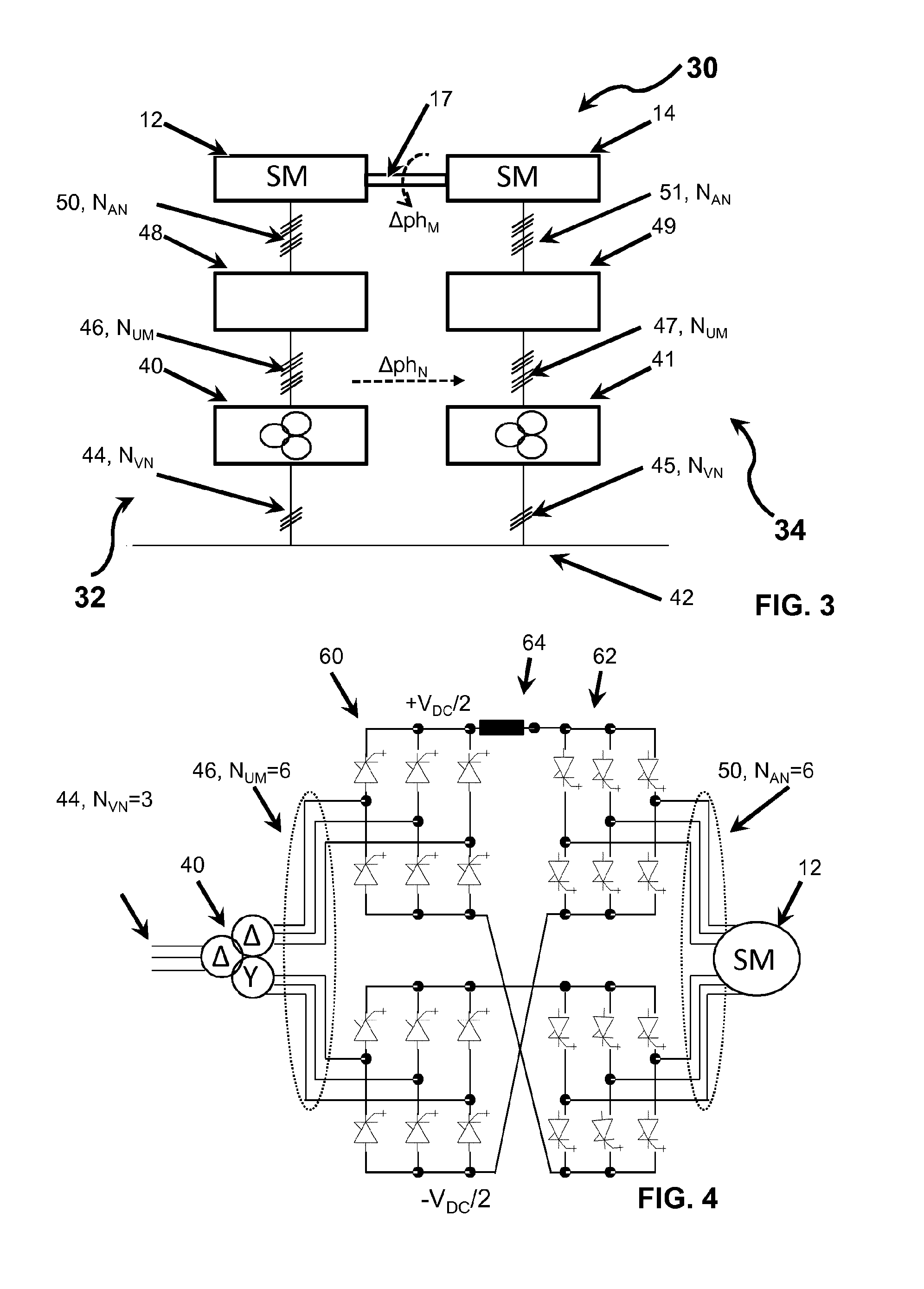 System having a first electric motor and a second electric motor for driving a string