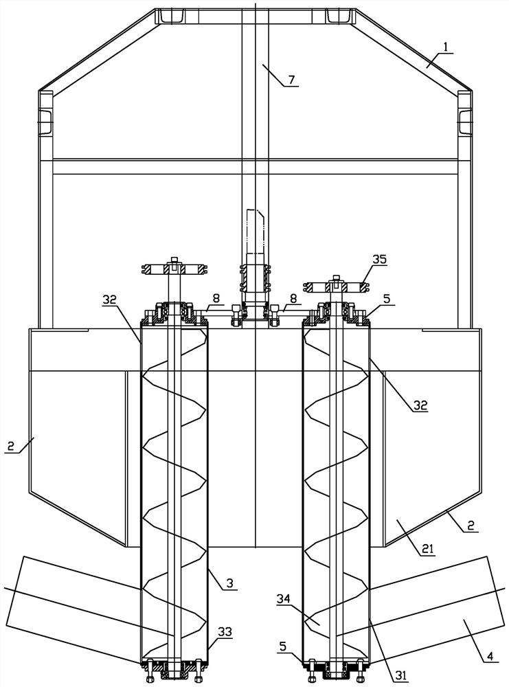 Rotary excavator slag collection and lifting device