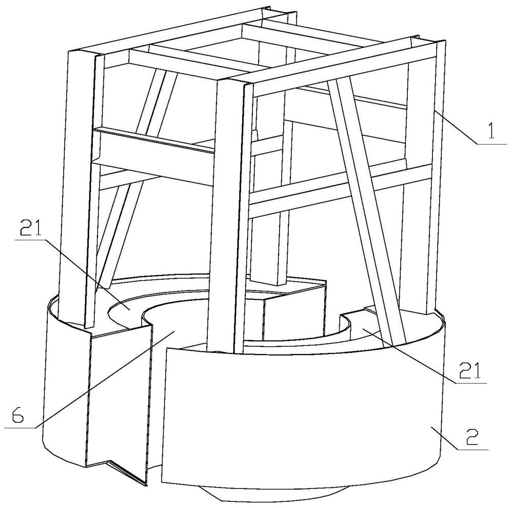 Rotary excavator slag collection and lifting device