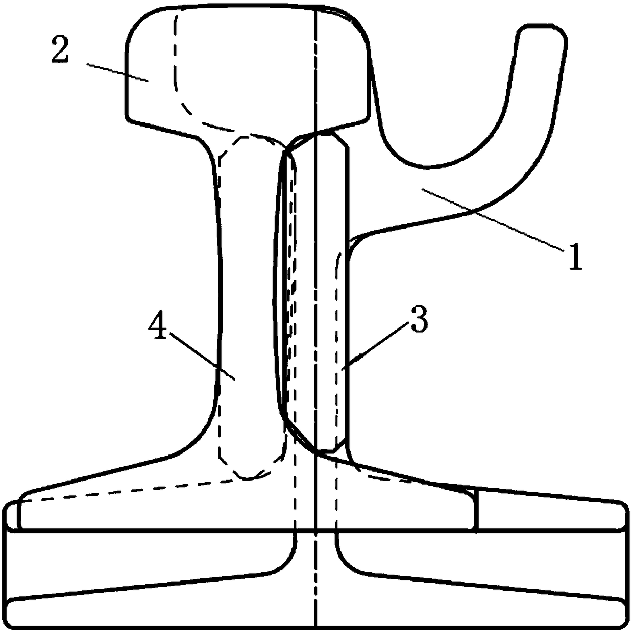 A trough rail and I-rail connecting structure and welding method