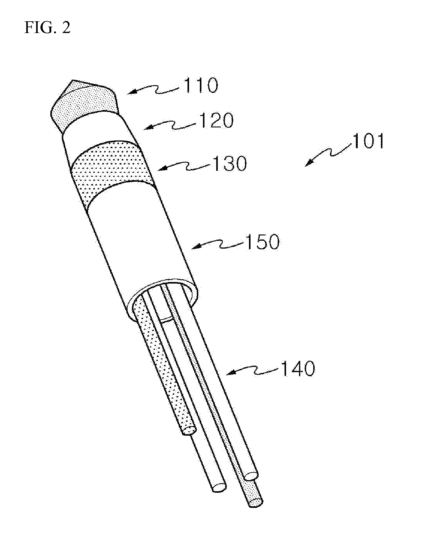 Direction-controllable electrode body for selectively removing bodily tissue, and guide pipe