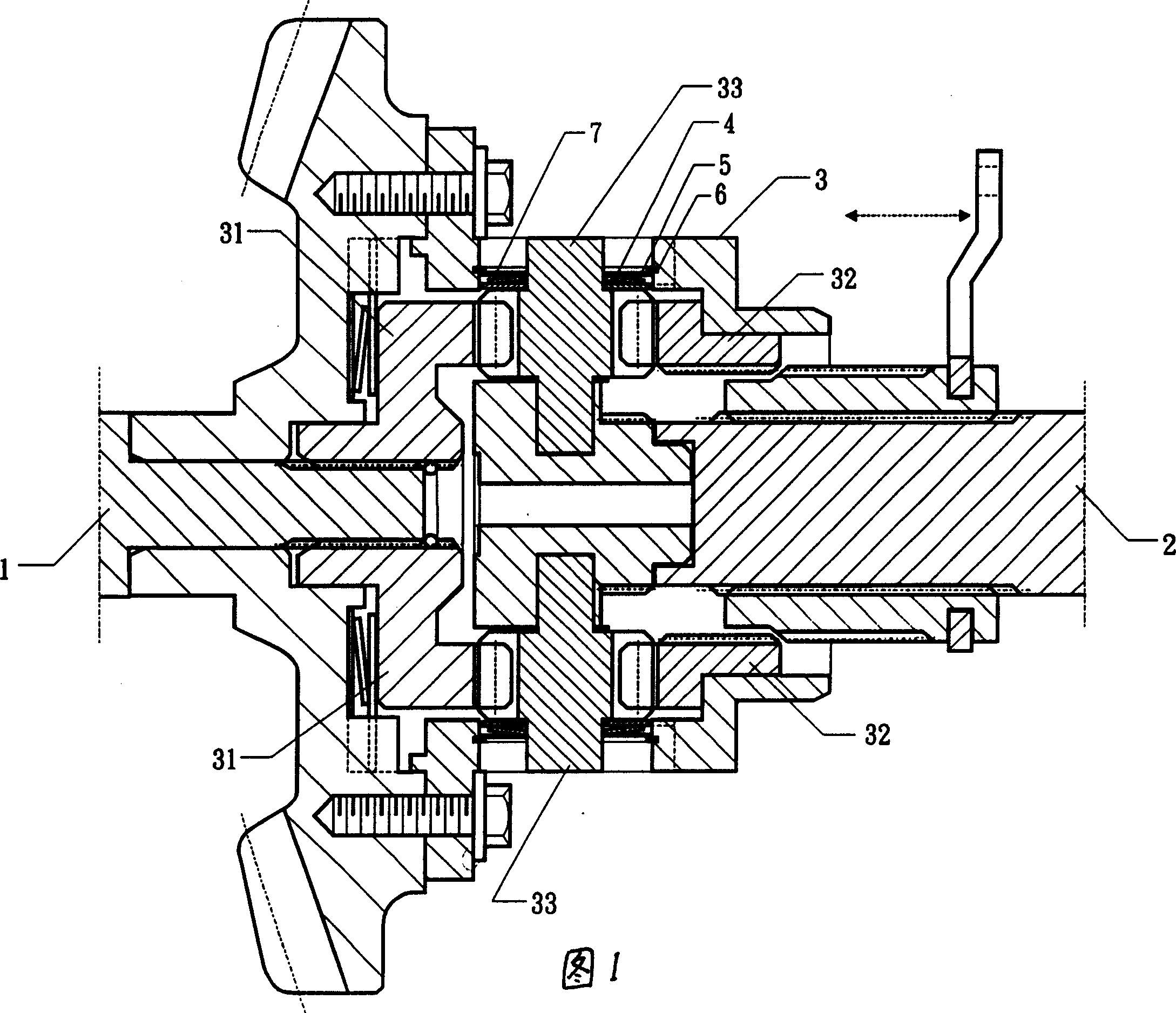 Anti-skid device between face gear type differential gear planet carrier and planetary gear