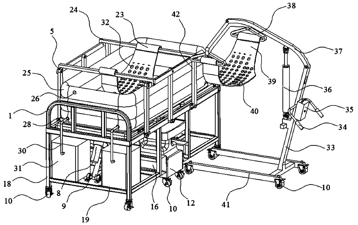 A medical bed with bathing function