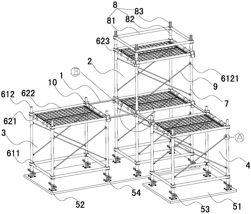 An assembled building support frame