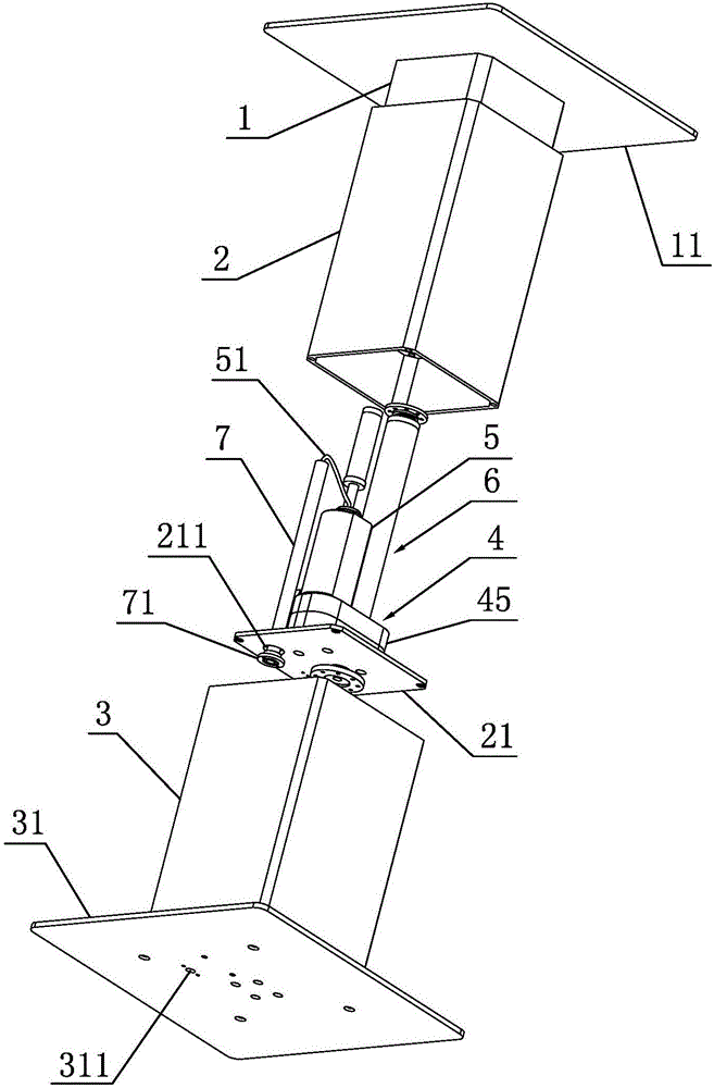 Lifting stand column with ultra-low installation distance