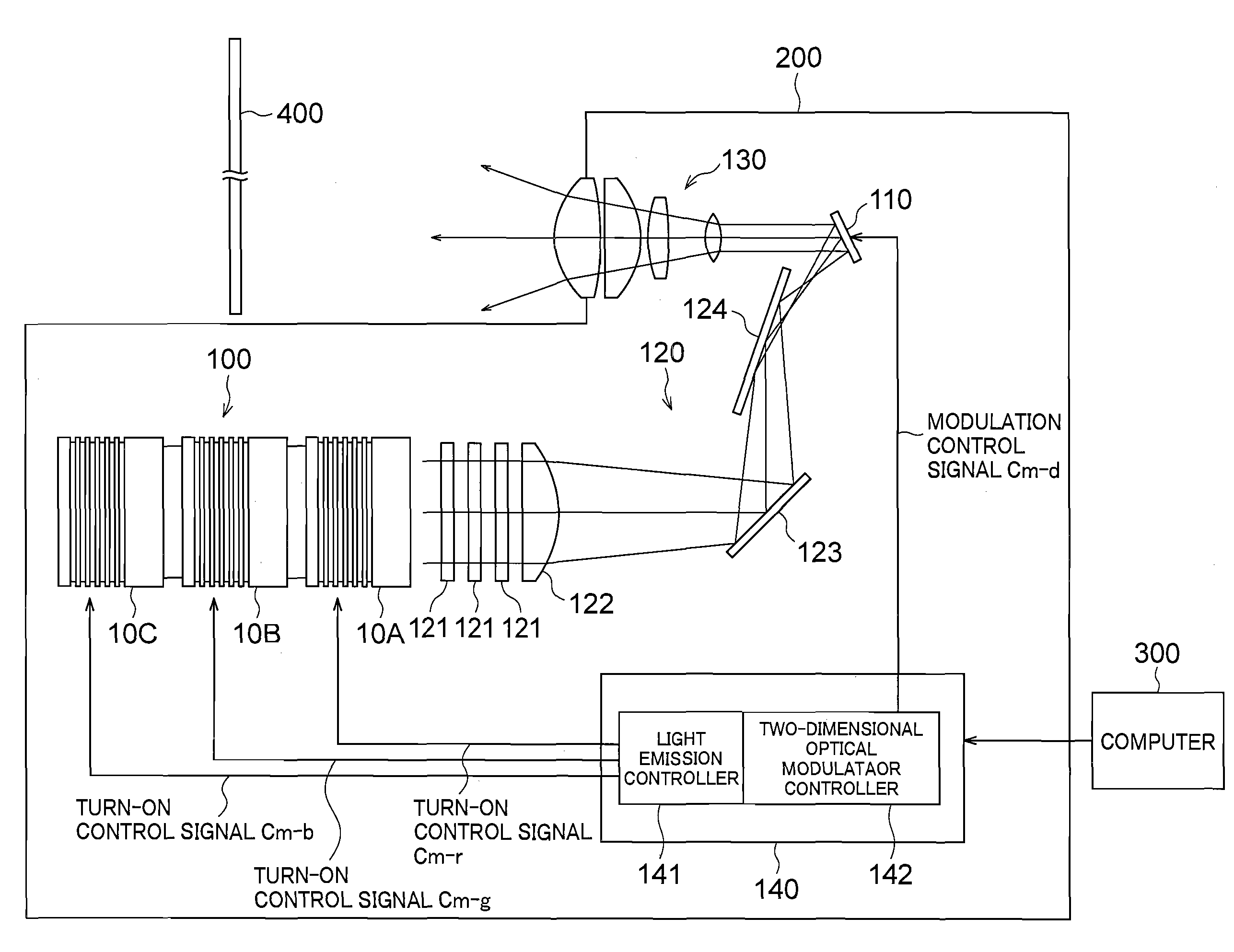 Projector device, laminate type light-emitting diode device, and reflection type light-emitting diode unit