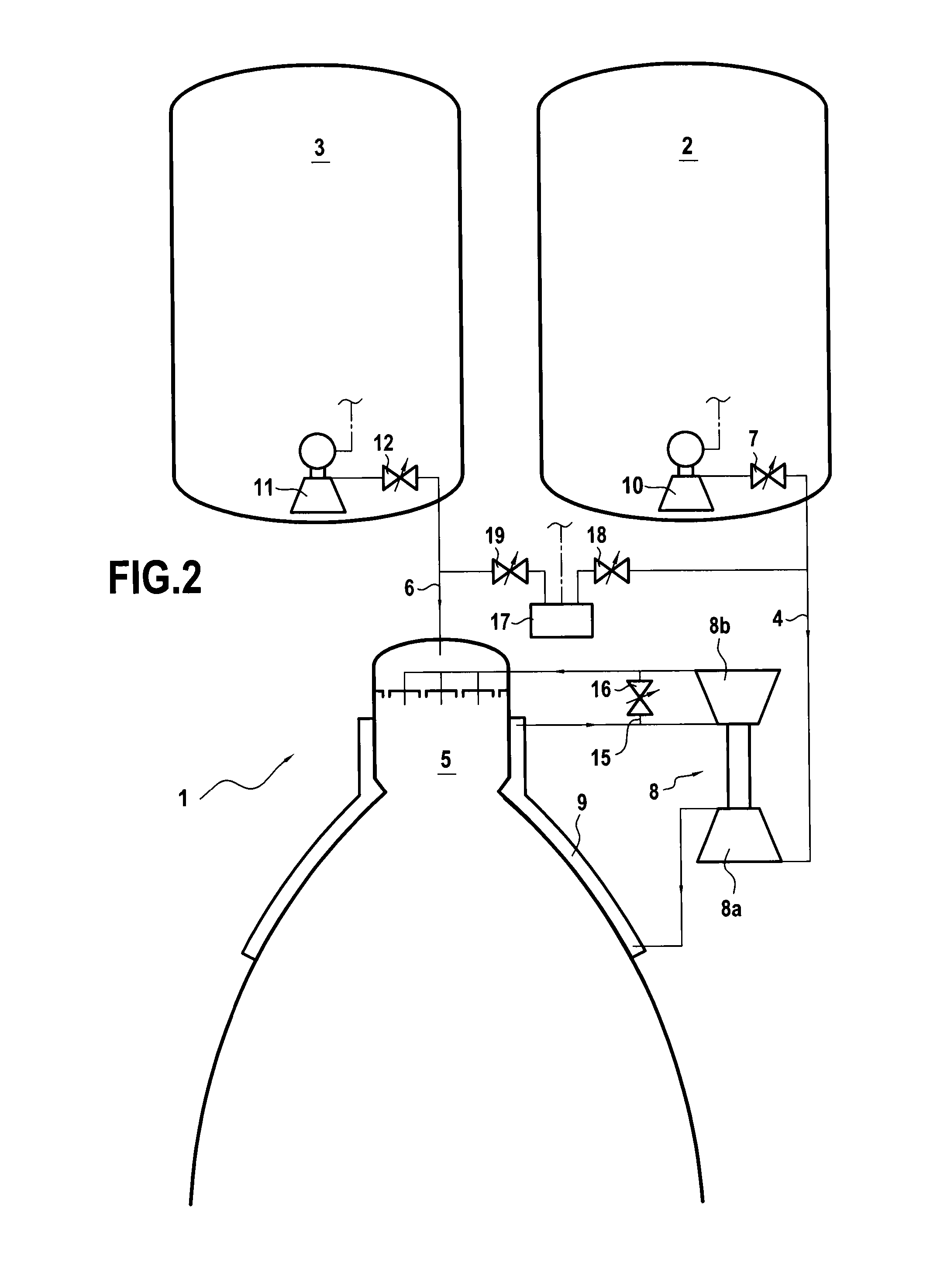 Device and a method for feeding a rocket engine propulsion chamber