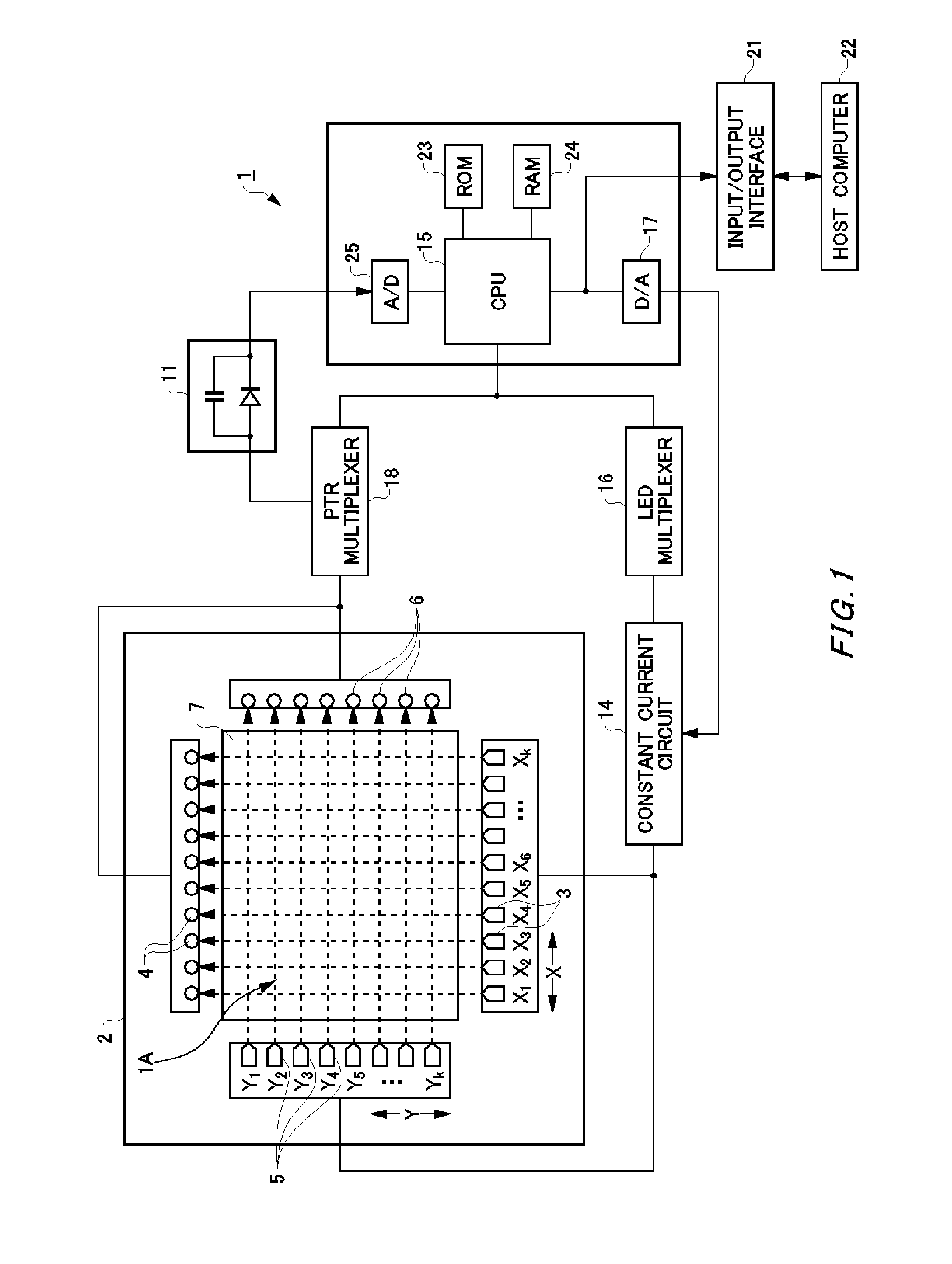 Method of outputting input position of touch panel