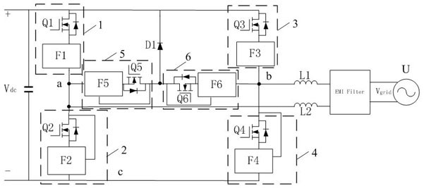 Single-phase three-level inverter circuit